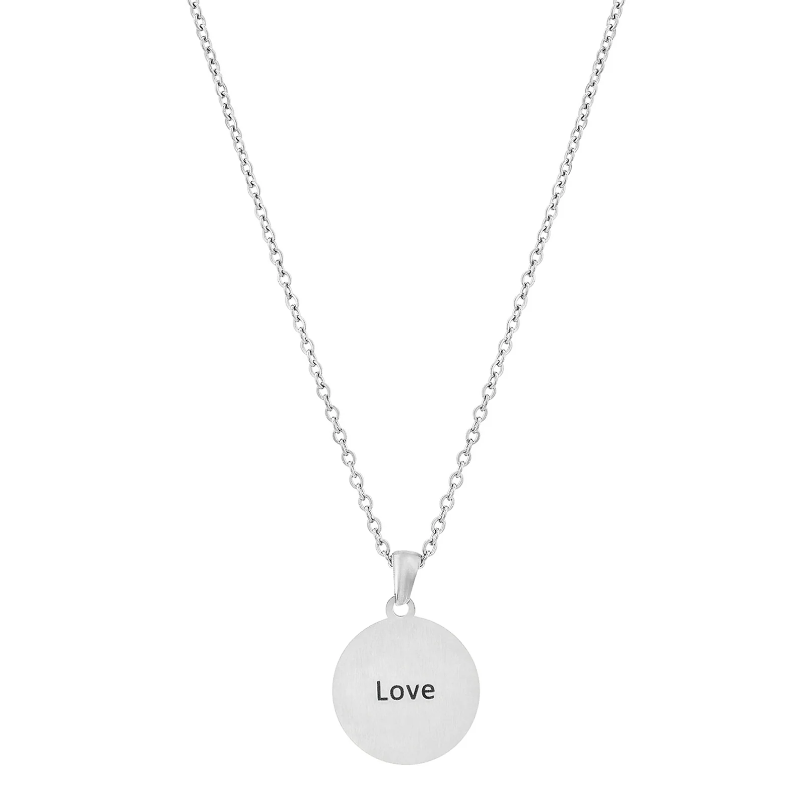 Love Silver Women's Round Mantra Necklace - Image 5