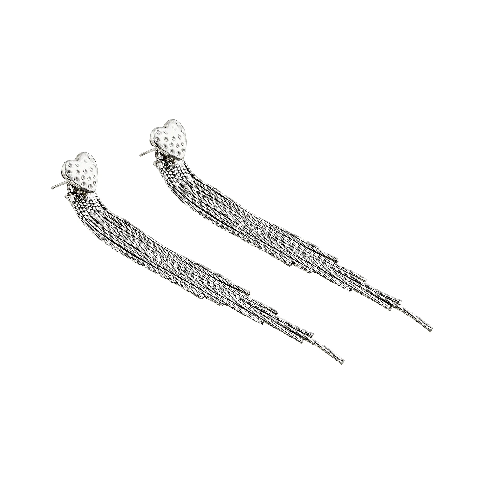 Lovie-Heart Silver Bling Earrings - Image 4