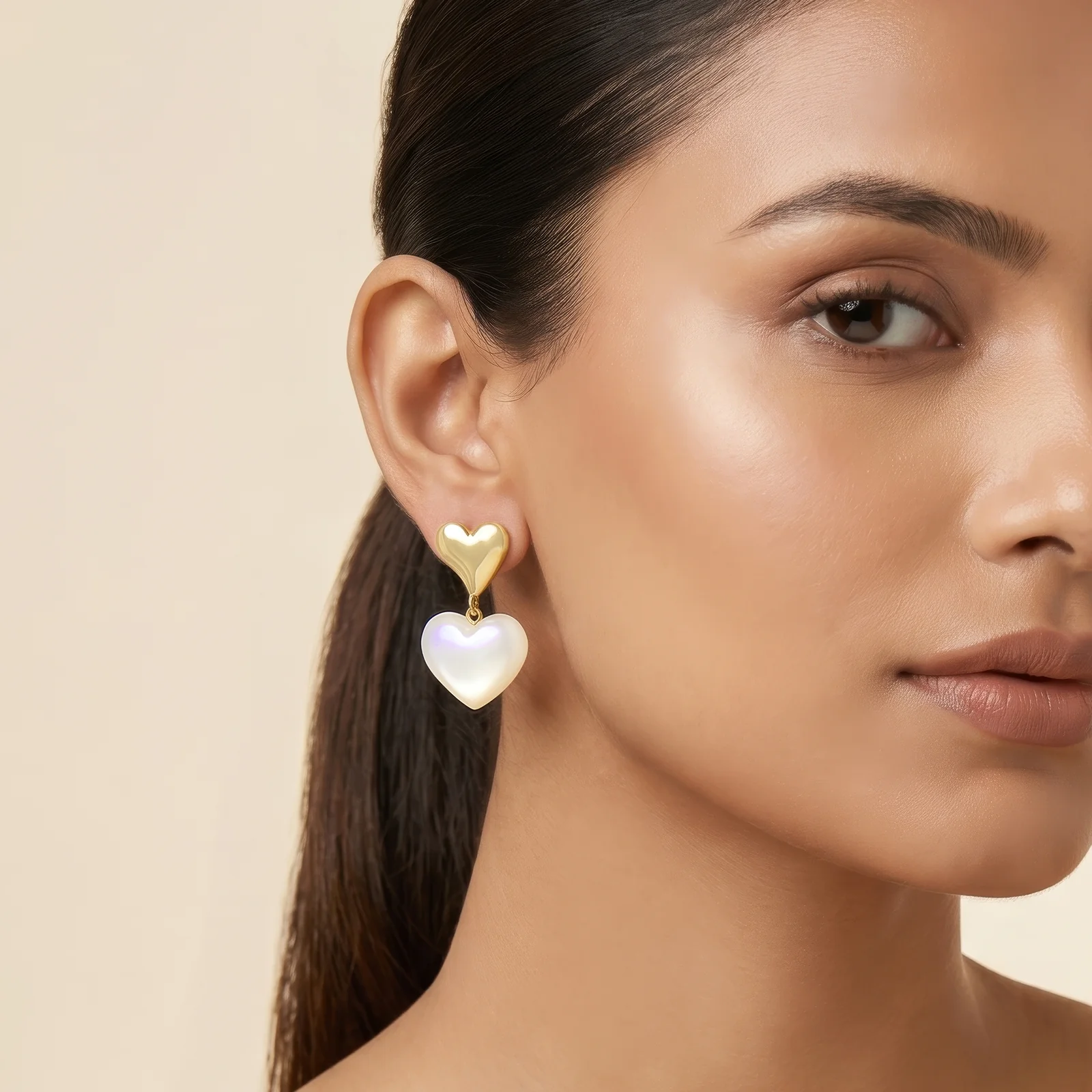 Lovipop Gold Molten Pearl Earrings - Image 2
