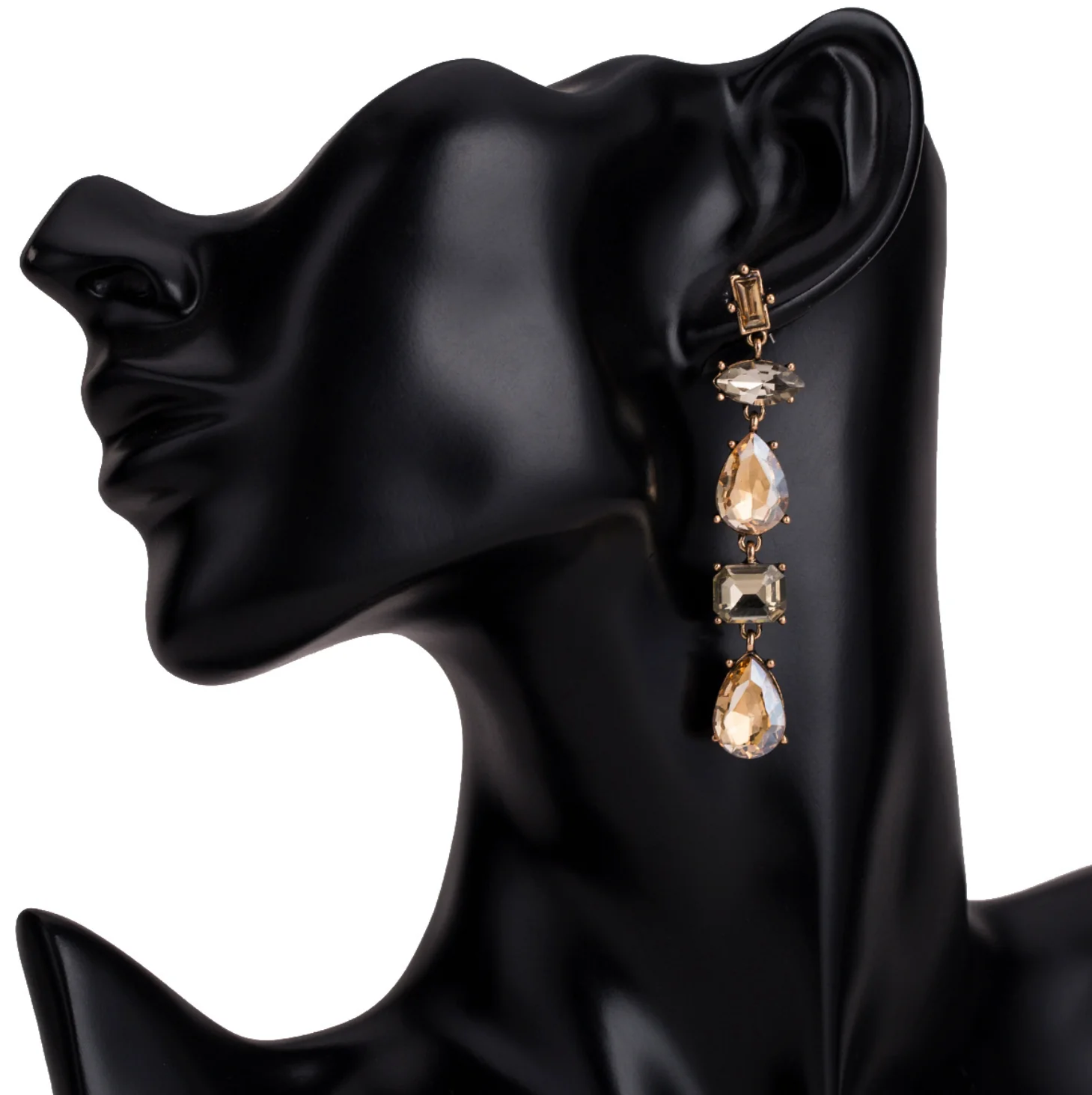 Lucent Nude Crystal Drop Earrings - Image 3