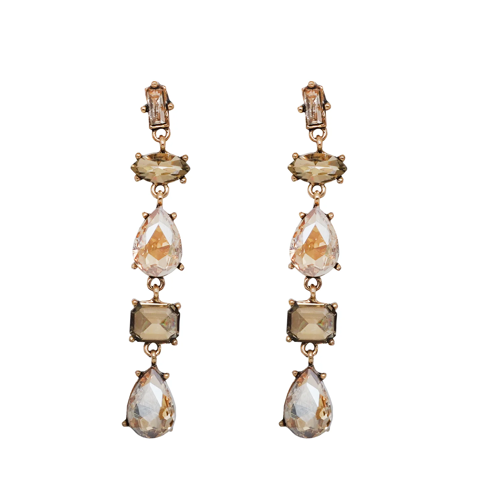 Lucent Nude Crystal Drop Earrings - Image 4