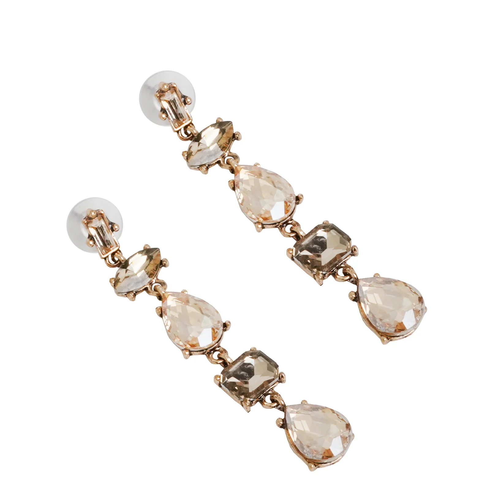 Lucent Nude Crystal Drop Earrings - Image 6