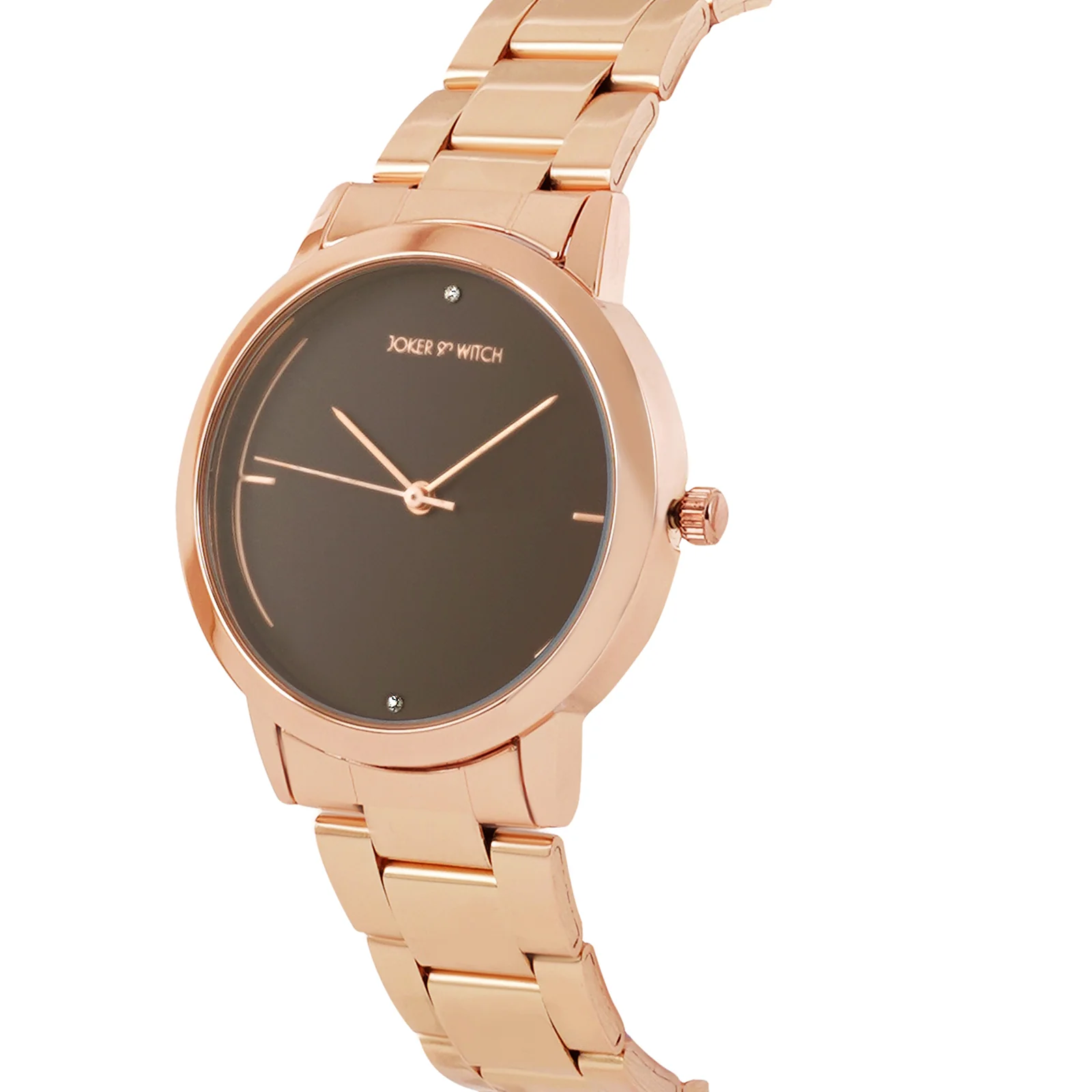 Luna Brown Medium Dial Rose Gold Linked Chain Strap Women's Watch - Image 4