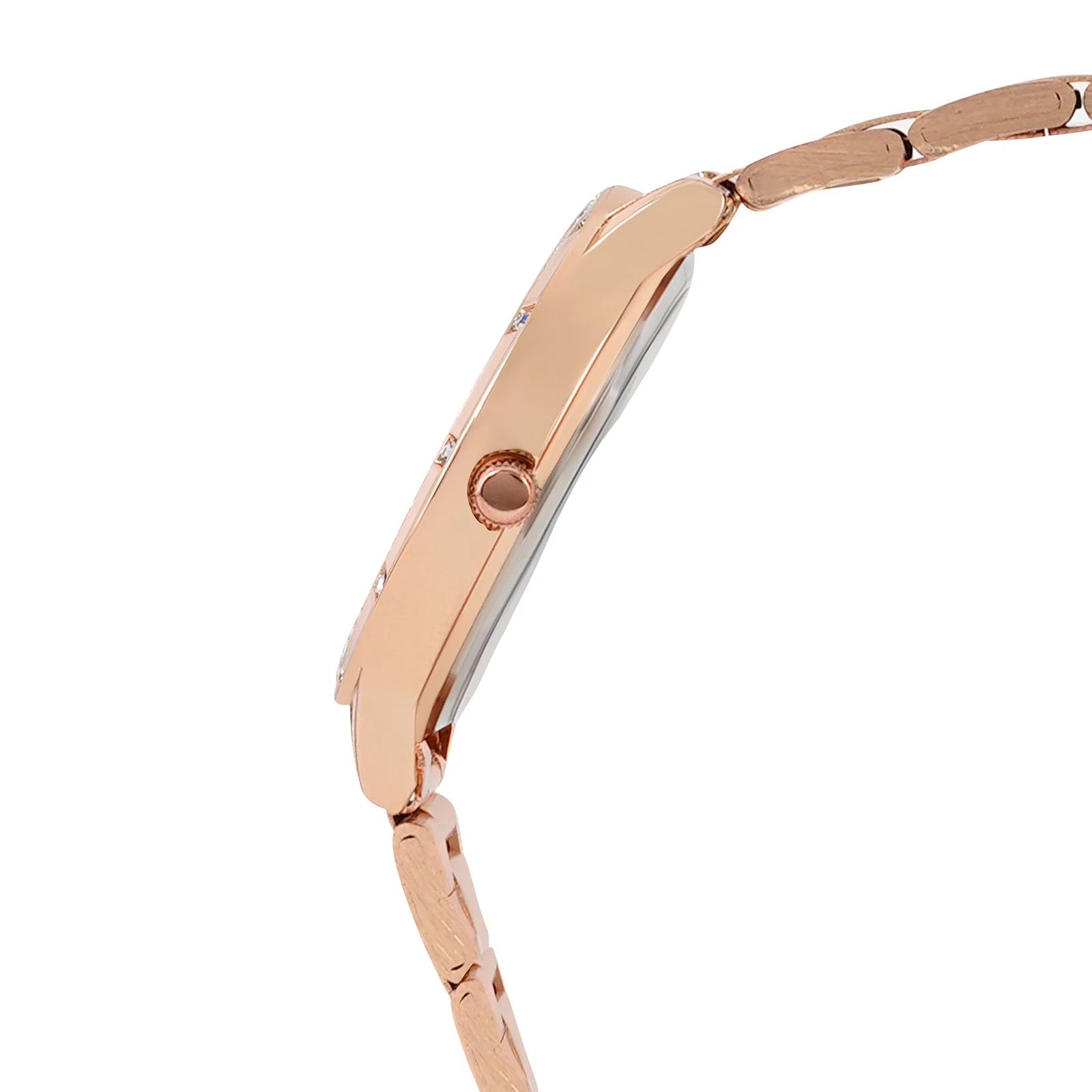 Luna Brown Medium Dial Rose Gold Linked Chain Strap Women's Watch - Image 5