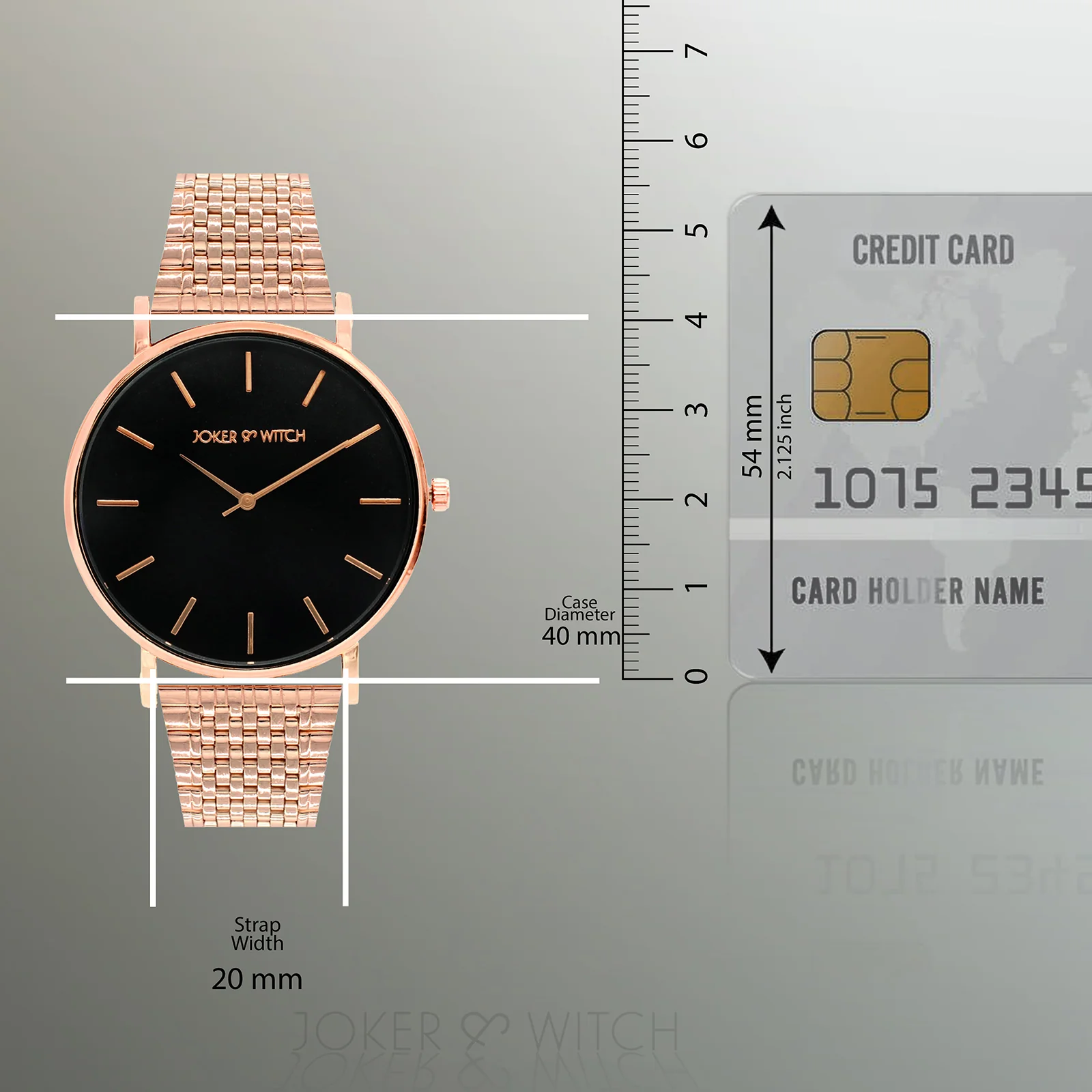 Signature Black Large Dial Rose Gold Linked Chain Strap Women's Watch - Image 7