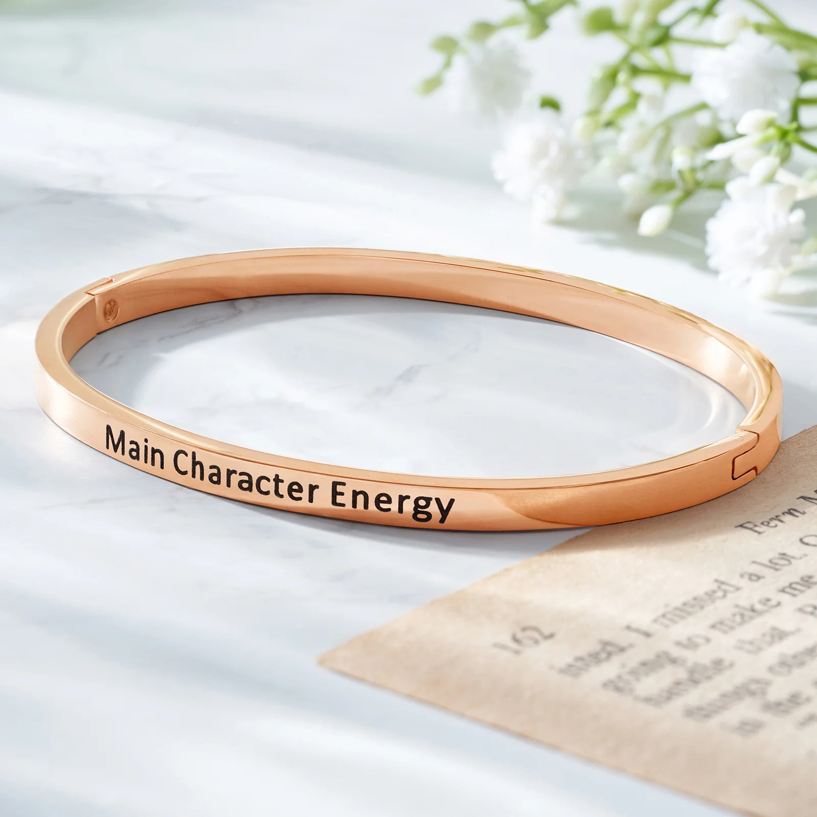 Main Character Energy Rose Gold Mantra Band