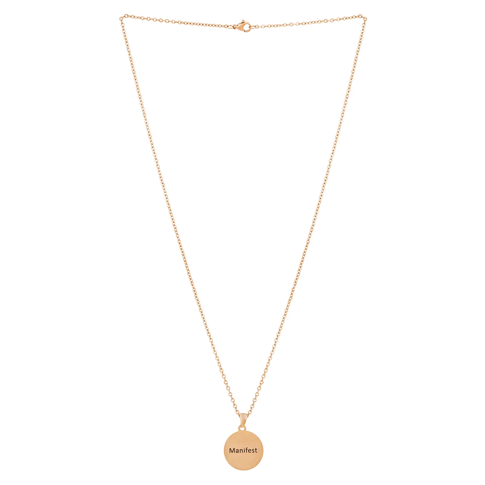Manifest Rose Gold Women's Round Mantra Necklace - Image 3