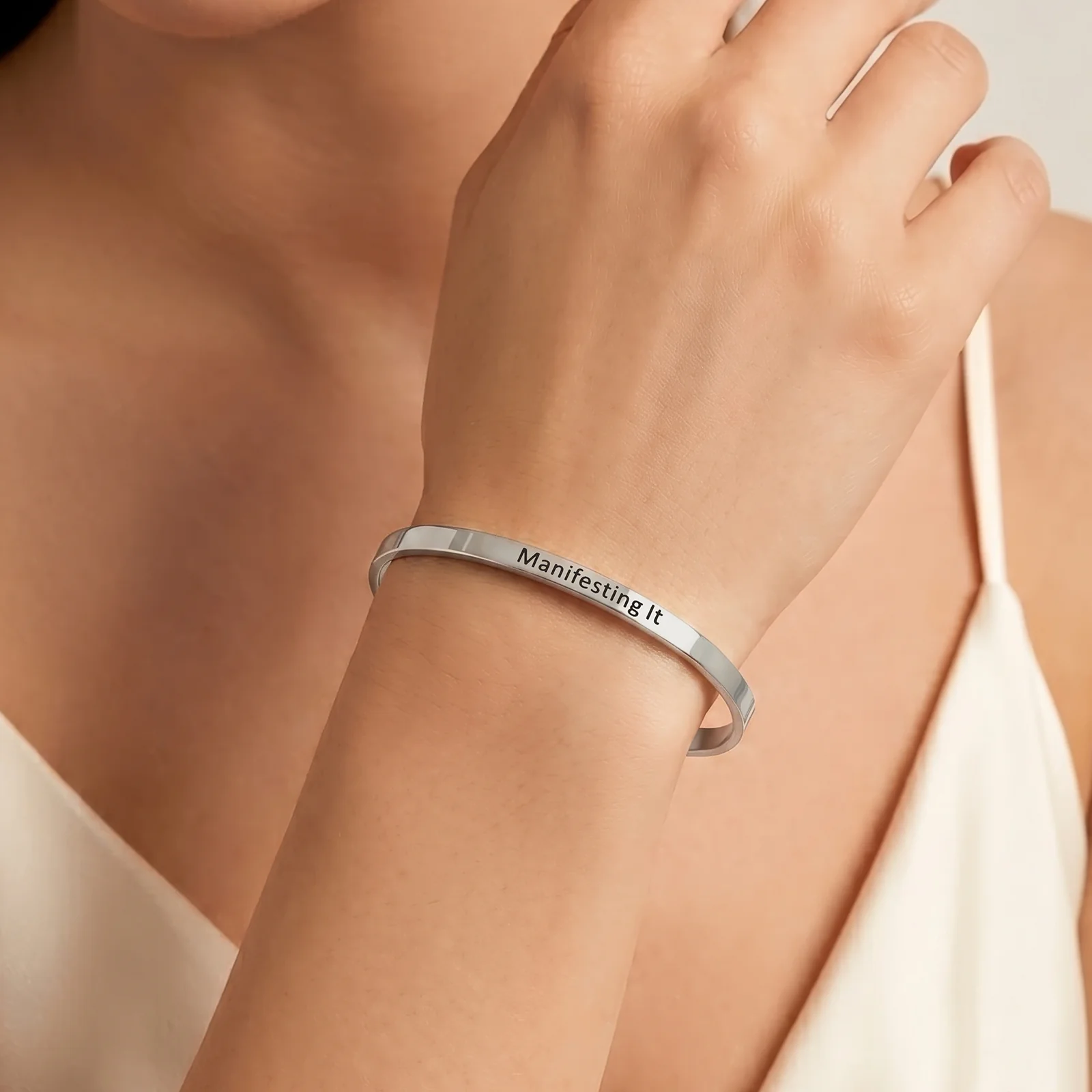 Manifesting It Silver Mantra Band - Image 2