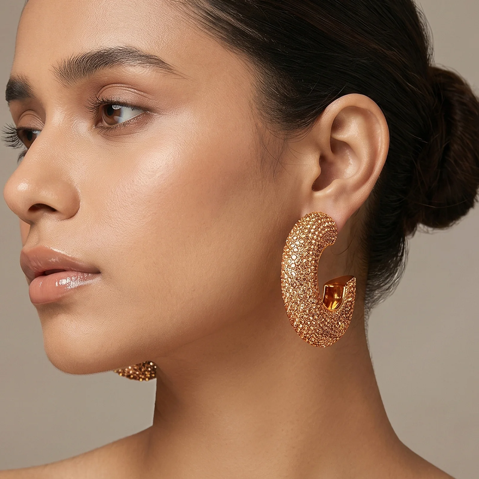 Maribel Gold Bling Earring - Image 2