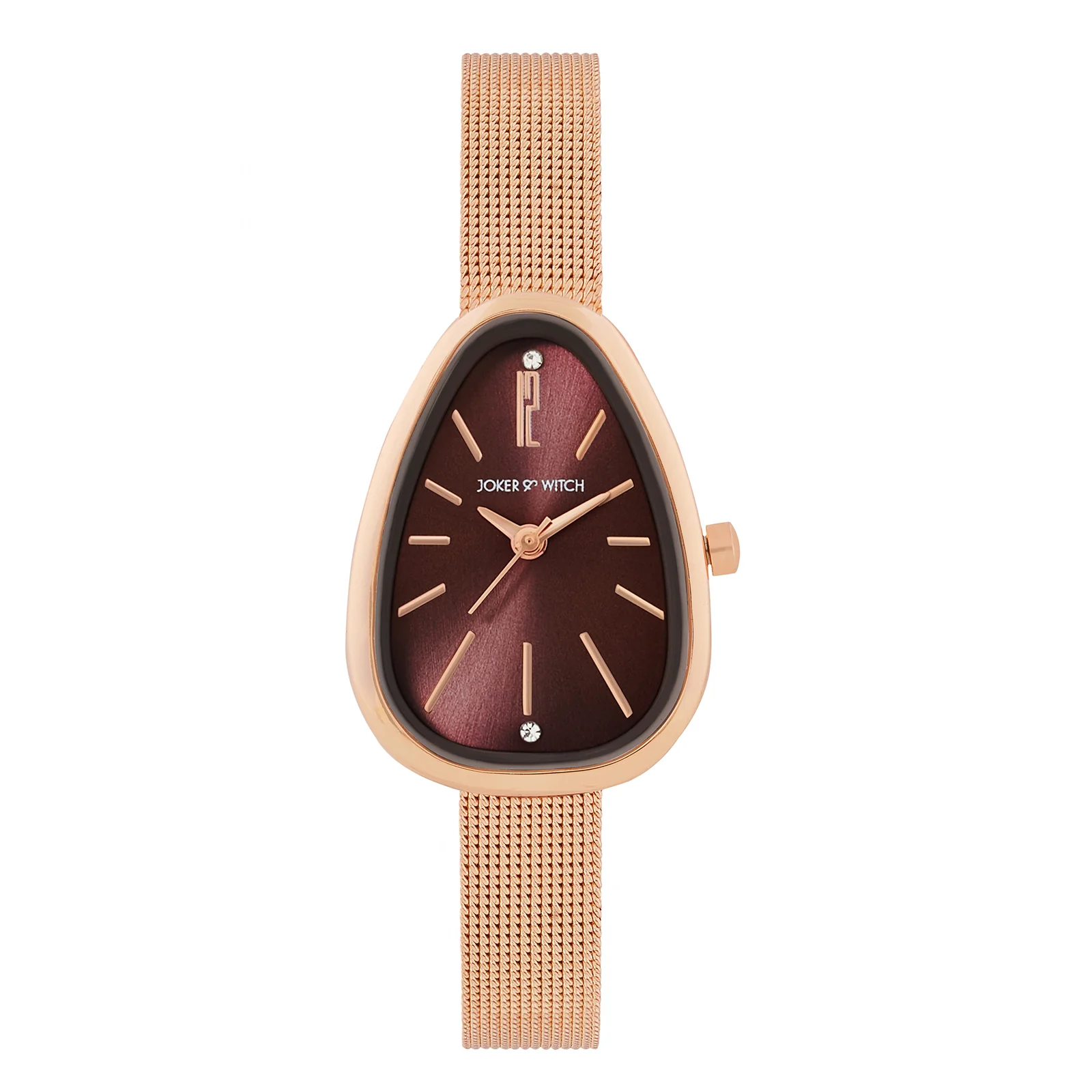 Maris Maroon Sunray Small Oval Dial Rose Gold Mesh Strap Women's Watch - Image 3