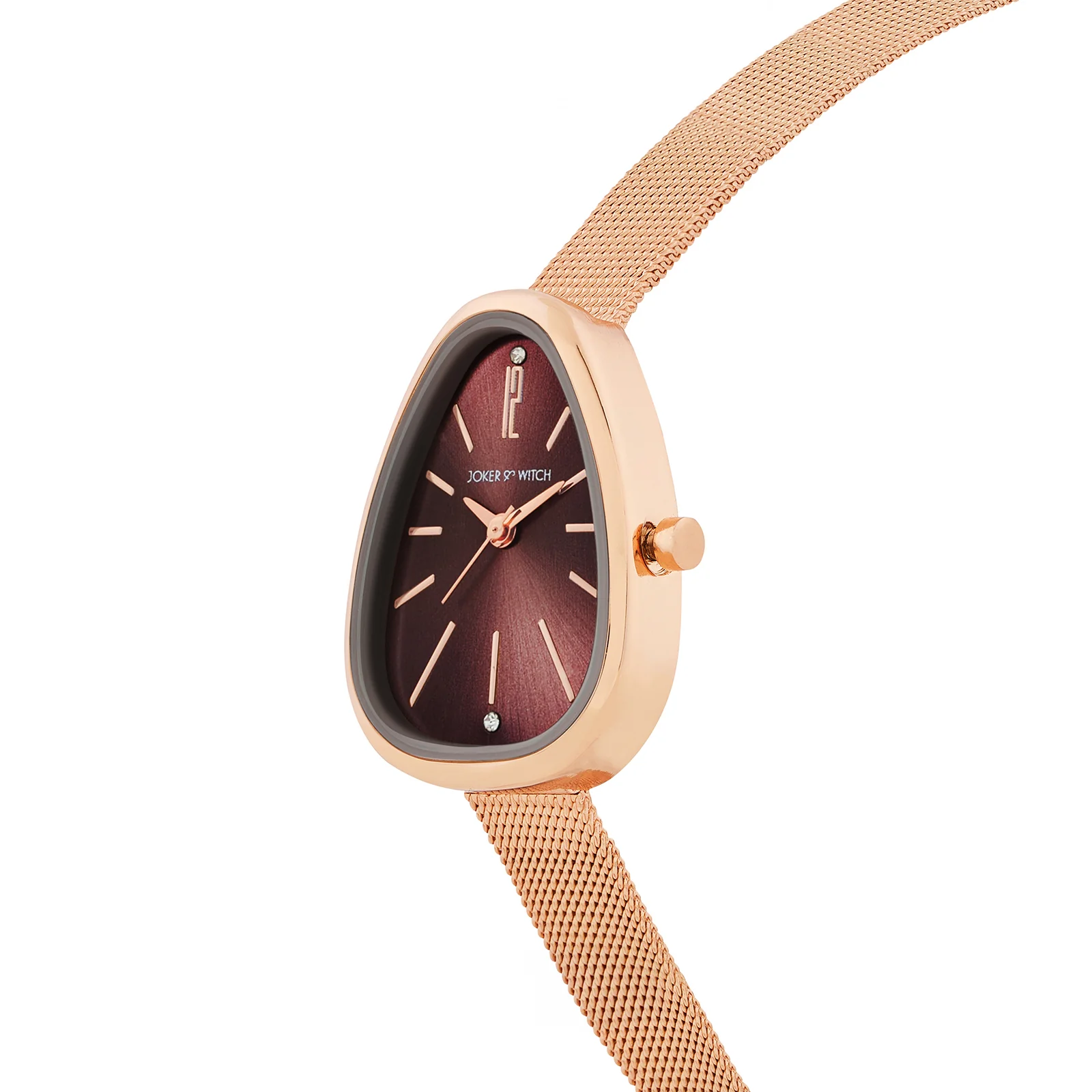 Maris Maroon Sunray Small Oval Dial Rose Gold Mesh Strap Women's Watch - Image 4