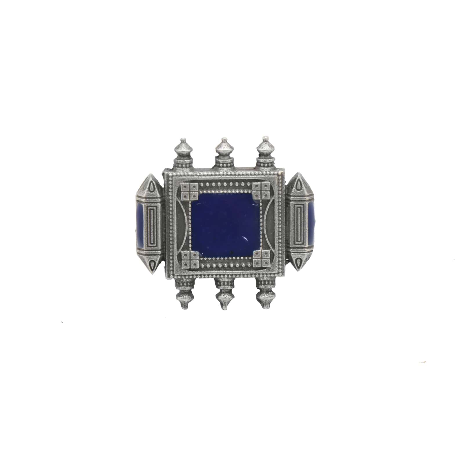 Meena Blue Enamel Silver Oxidized Ring - Image 3