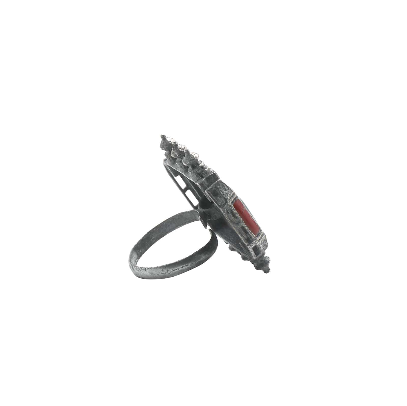 Meena Multi Colored Enamel Silver Oxidized Ring - Image 4