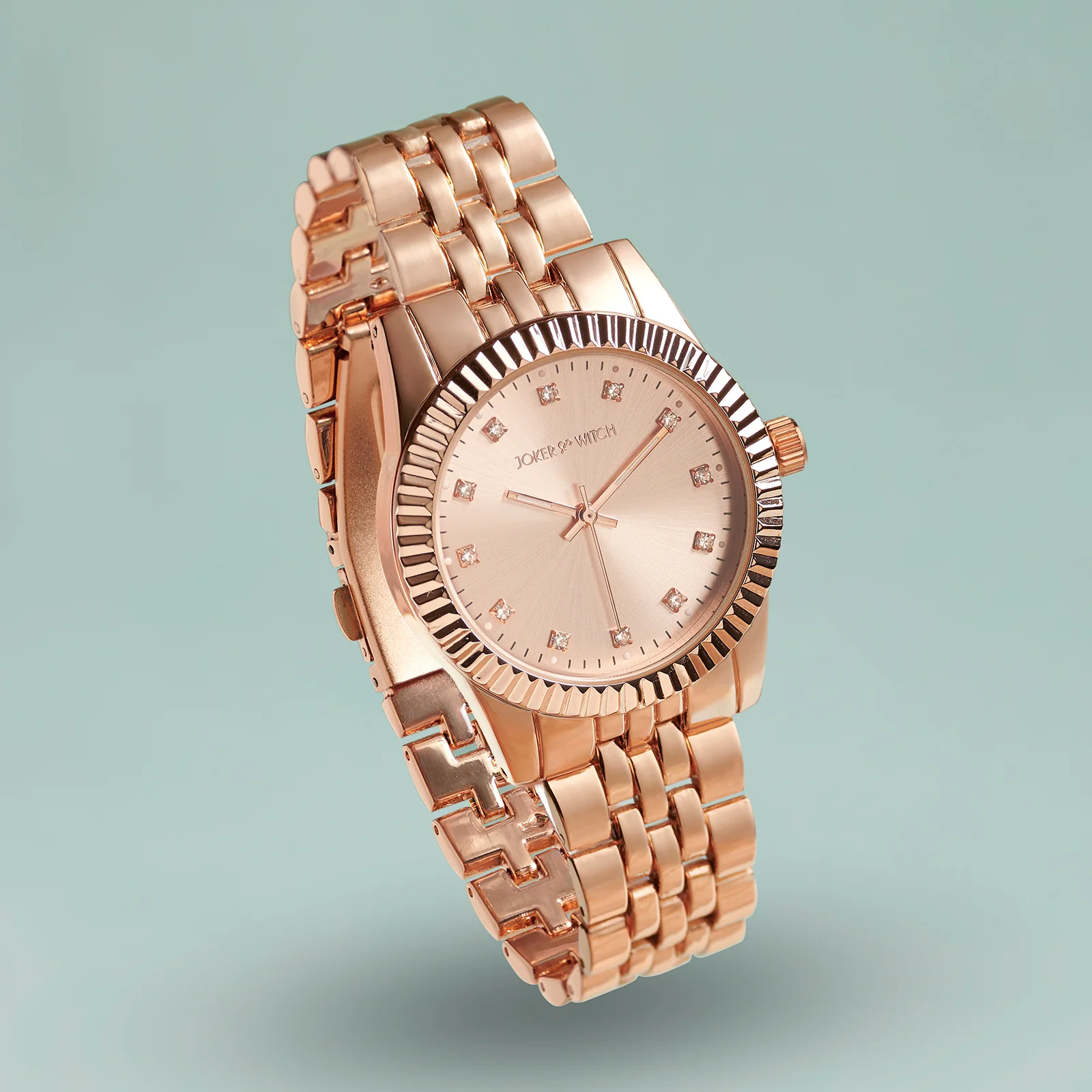 Meridian Rose Gold Large Dial Linked Chain Strap Women's Watch