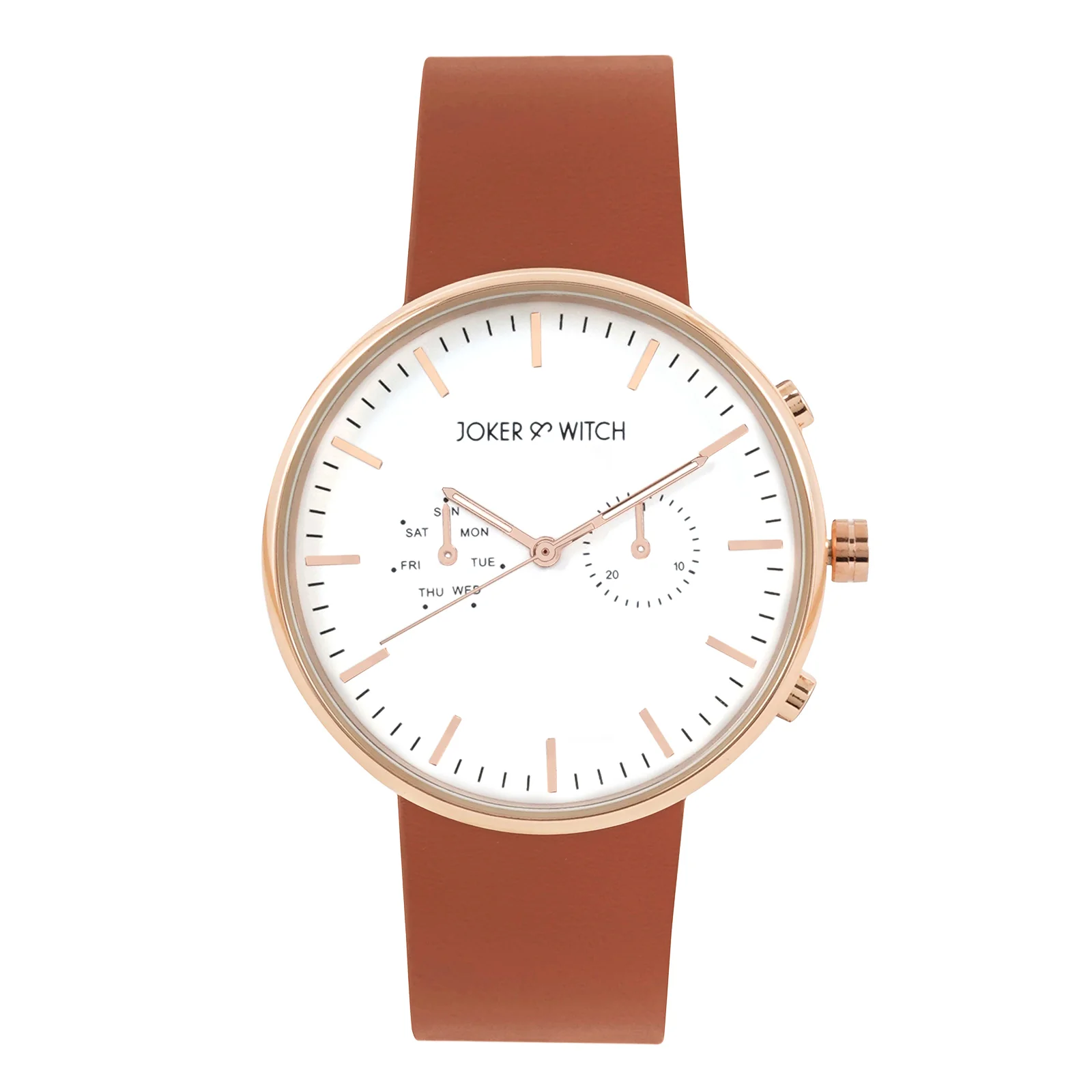 Miami White Large Dial Brown PU Strap Men's Watch - Image 3