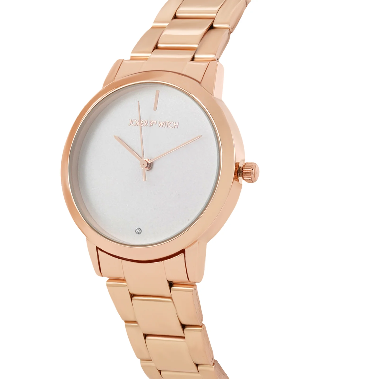 Midnight White Medium Dial Rose Gold Linked Chain Strap Women's Watch - Image 4