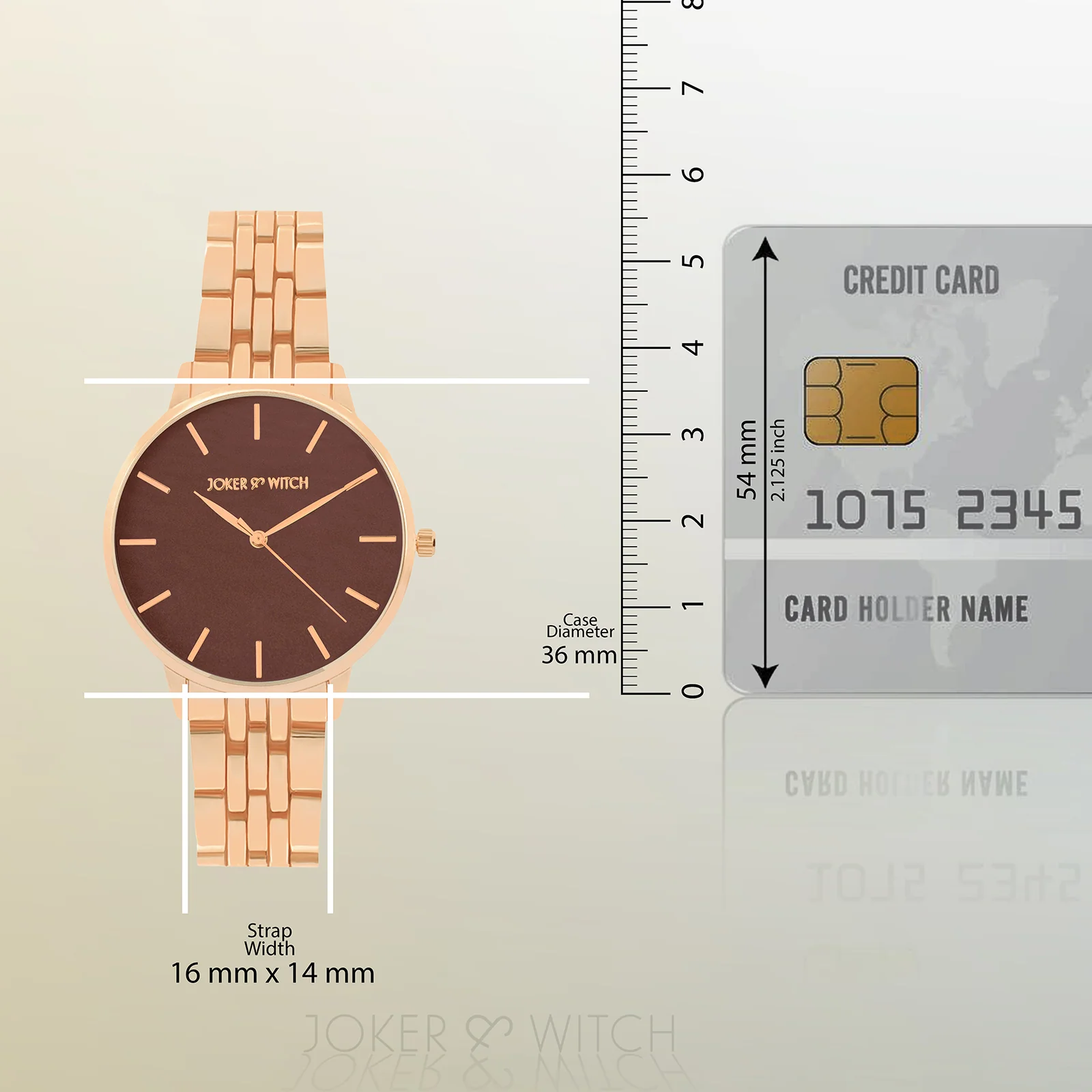 Mini Nebula Brown Medium Dial Rose Gold Linked Chain Strap Women's Watch - Image 8