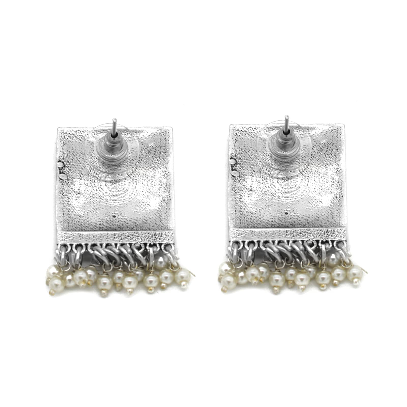 Miniature Red Enamel Silver Earrings - Image 6