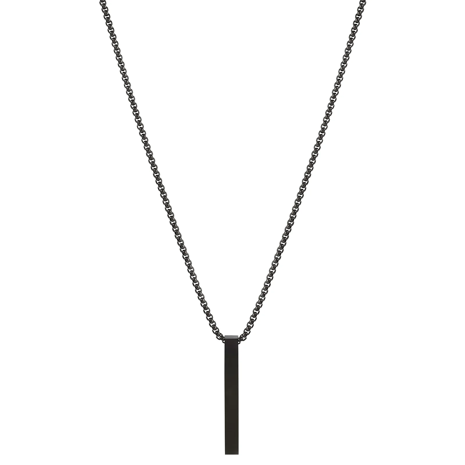 Minimal Black Men's Bar Mantra Necklace - Image 4