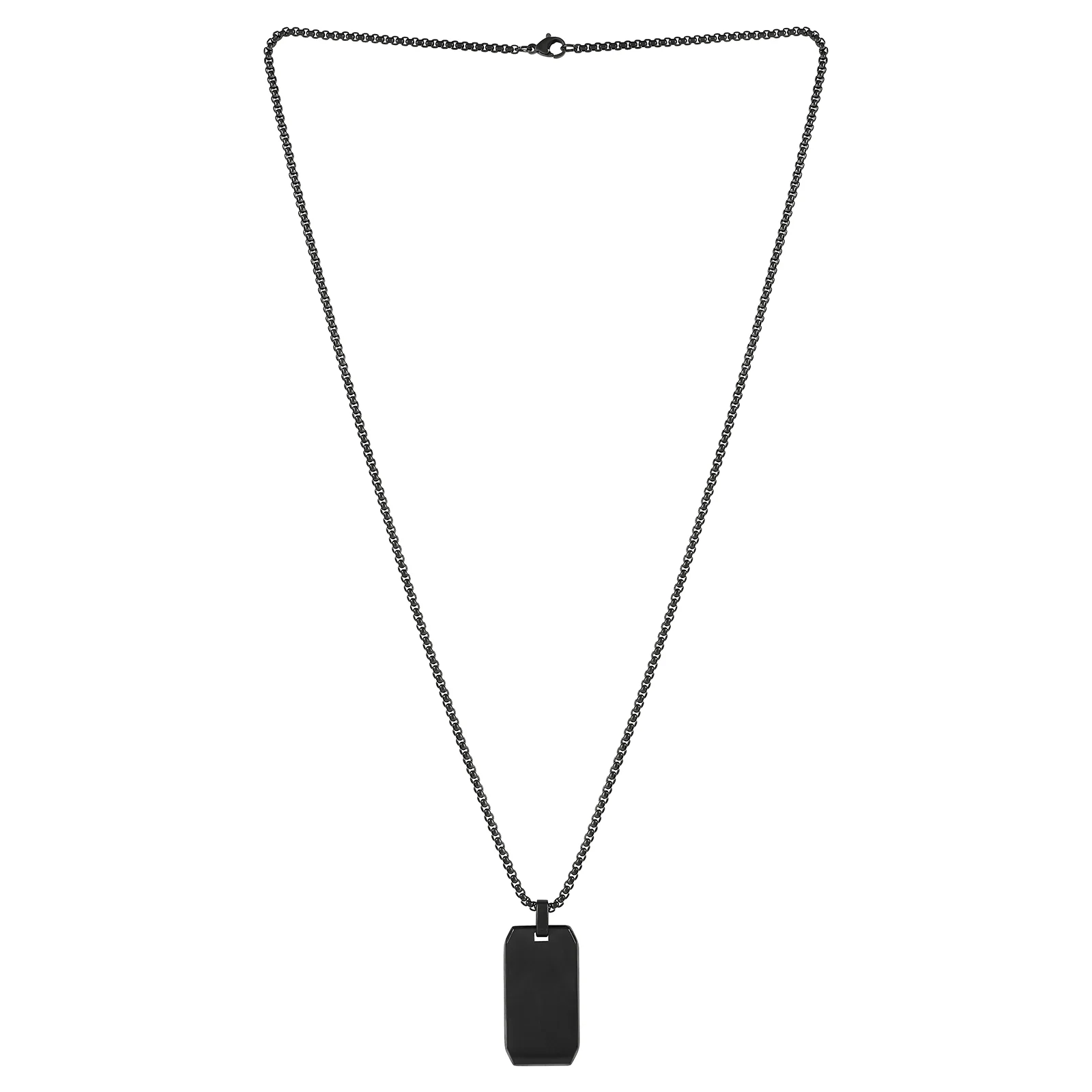 Minimal Black Men's Square Tag Mantra Necklace - Image 3
