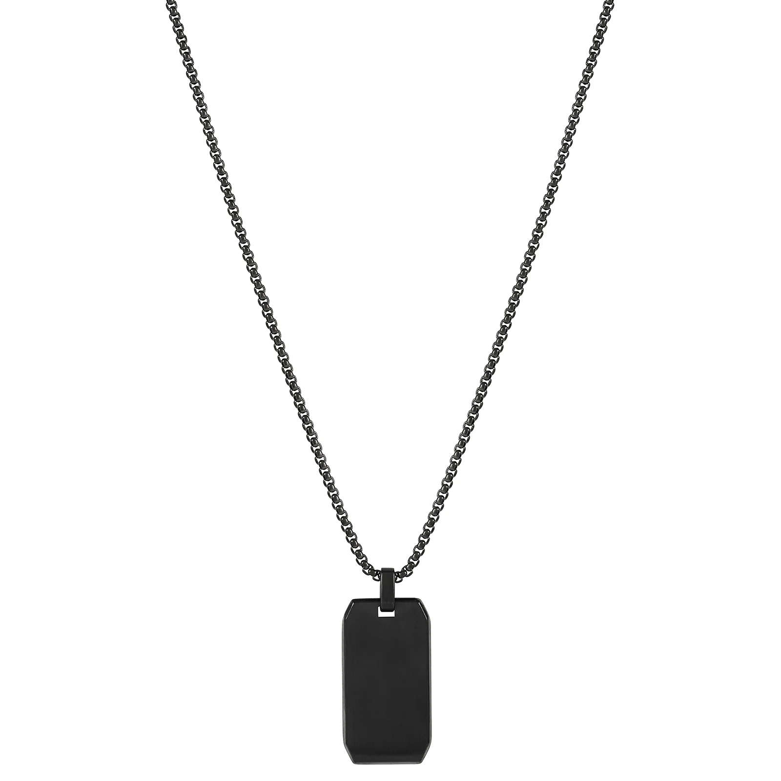 Minimal Black Men's Square Tag Mantra Necklace - Image 4
