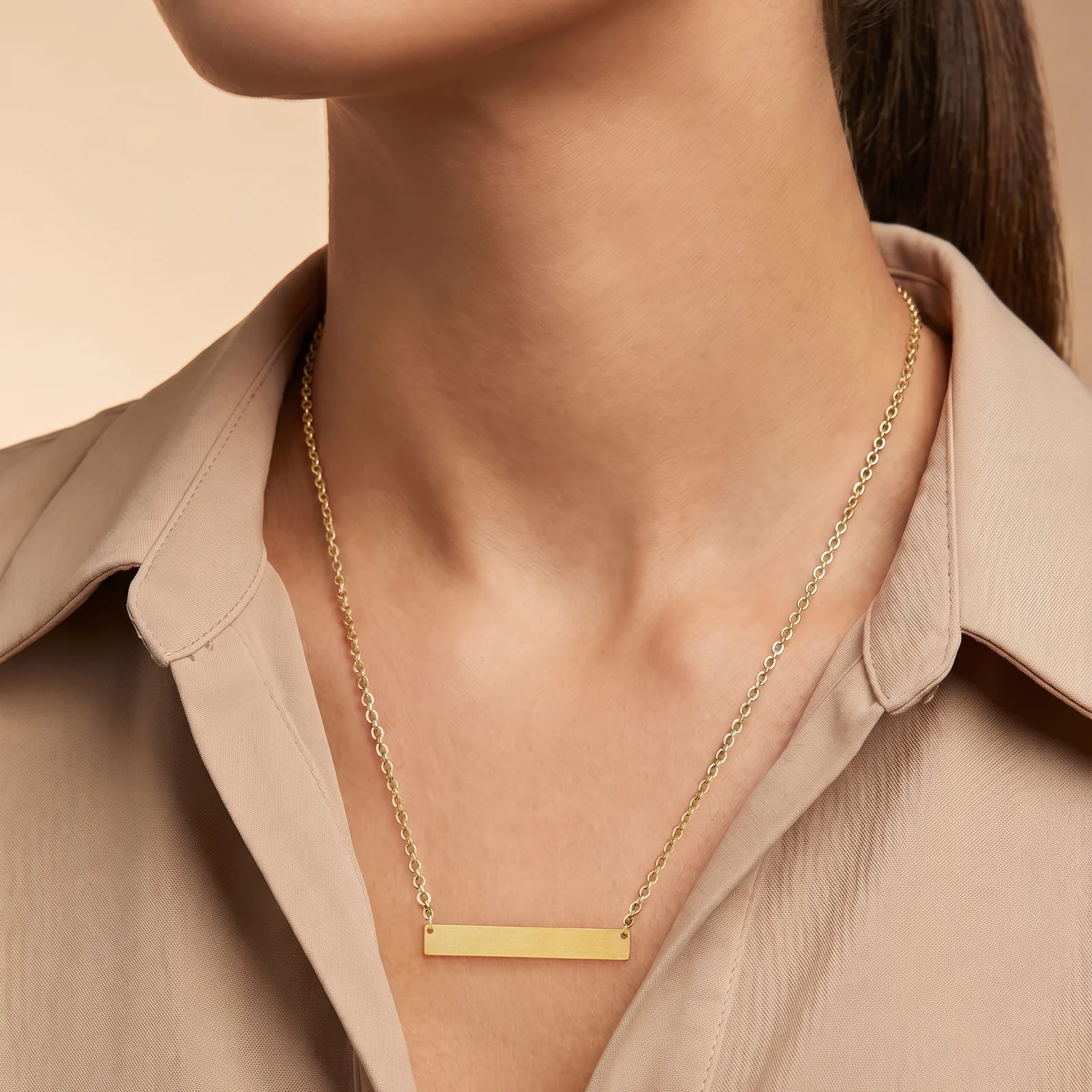 Minimal Gold Women's Bar Mantra Necklace