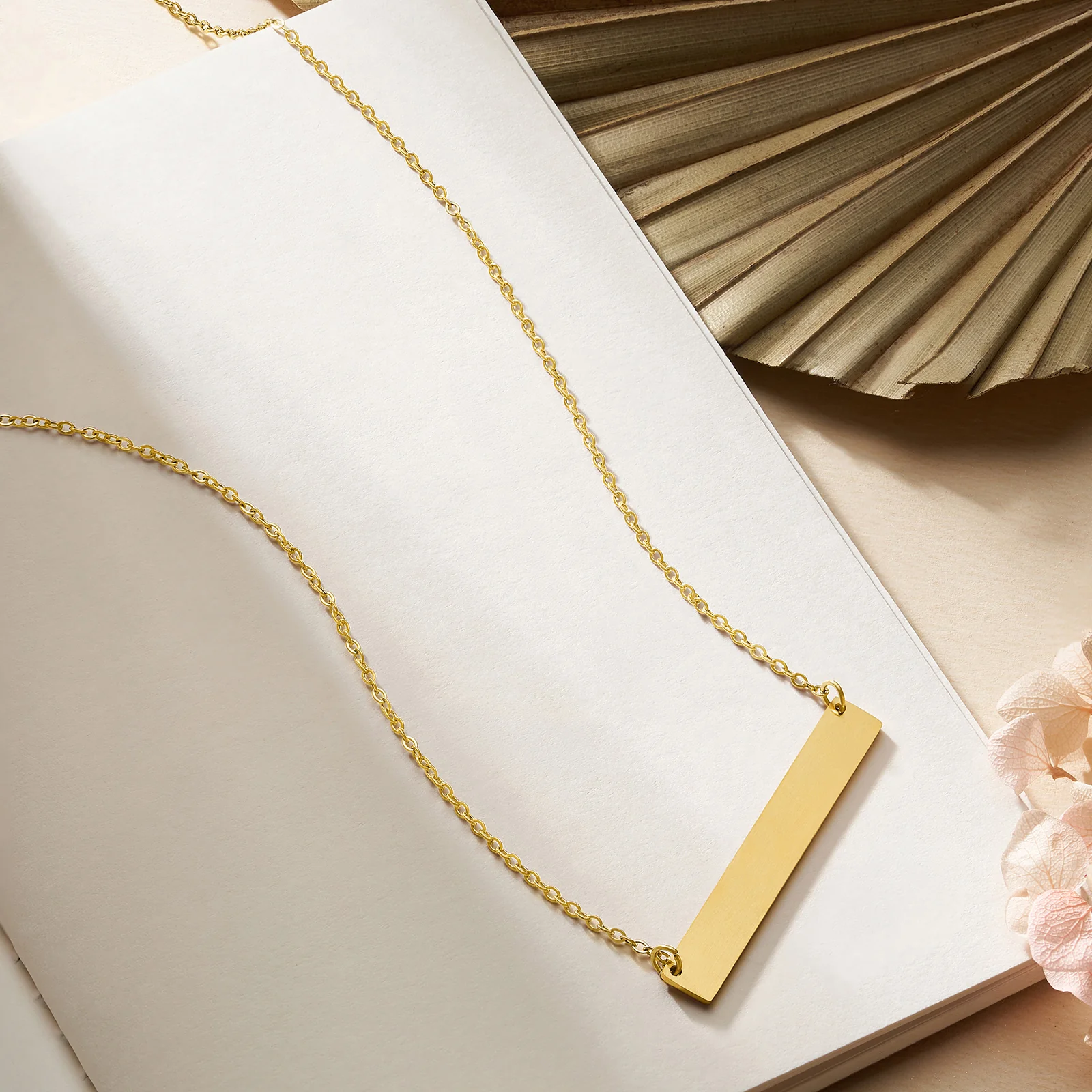 Minimal Gold Women's Bar Mantra Necklace - Image 2