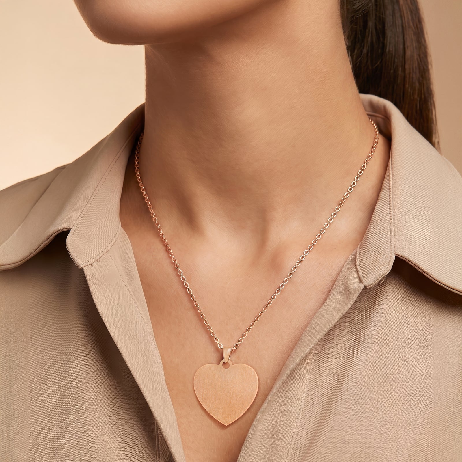 Minimal Rose Gold Women's Heart Mantra Necklace - Image 2