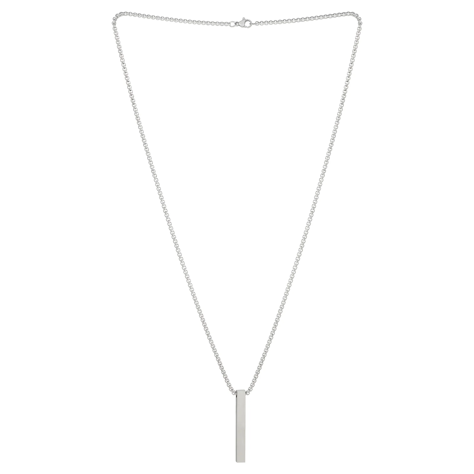 Minimal Silver Men's Bar Mantra Necklace - Image 3