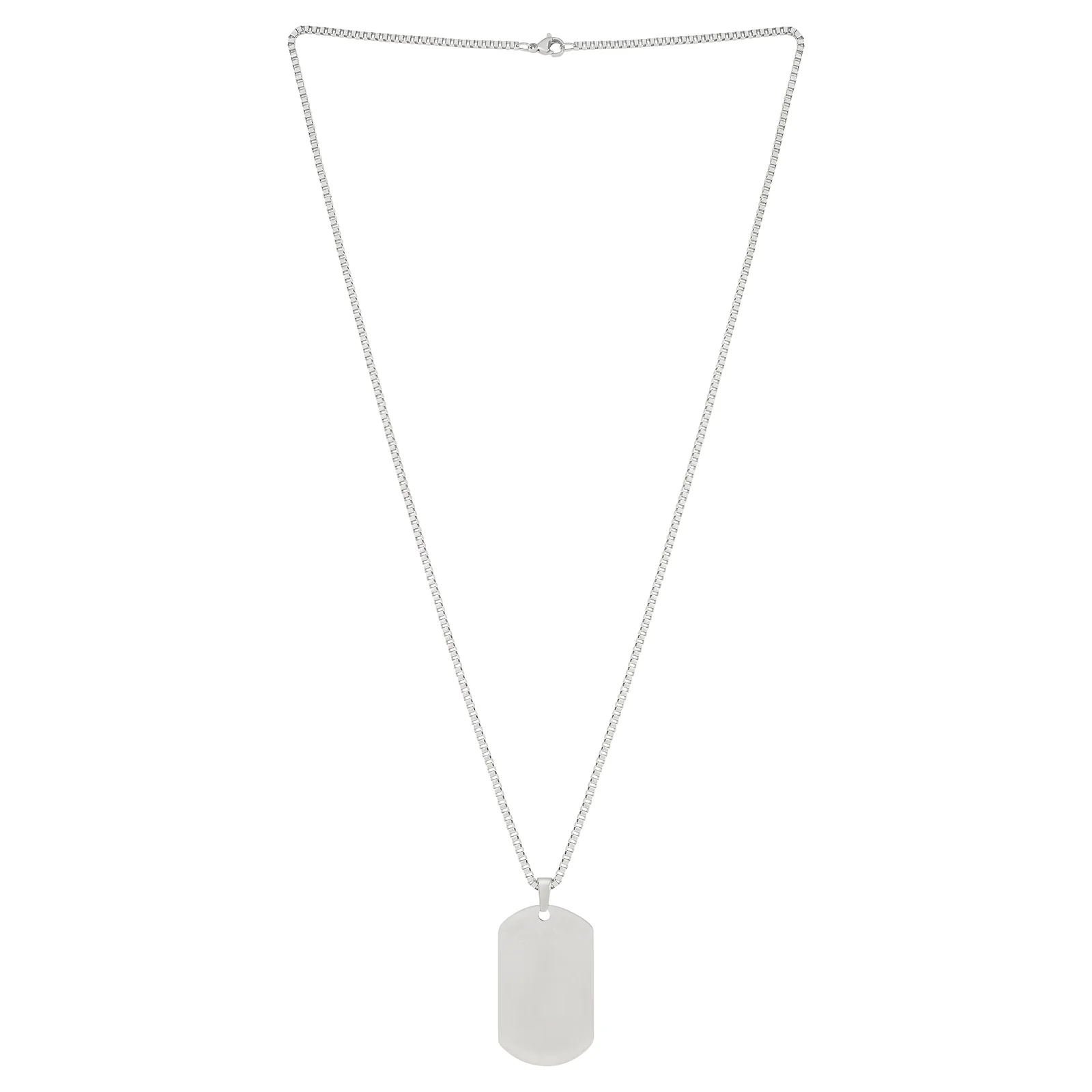 Minimal Silver Men's Curve Tag Mantra Necklace - Image 3