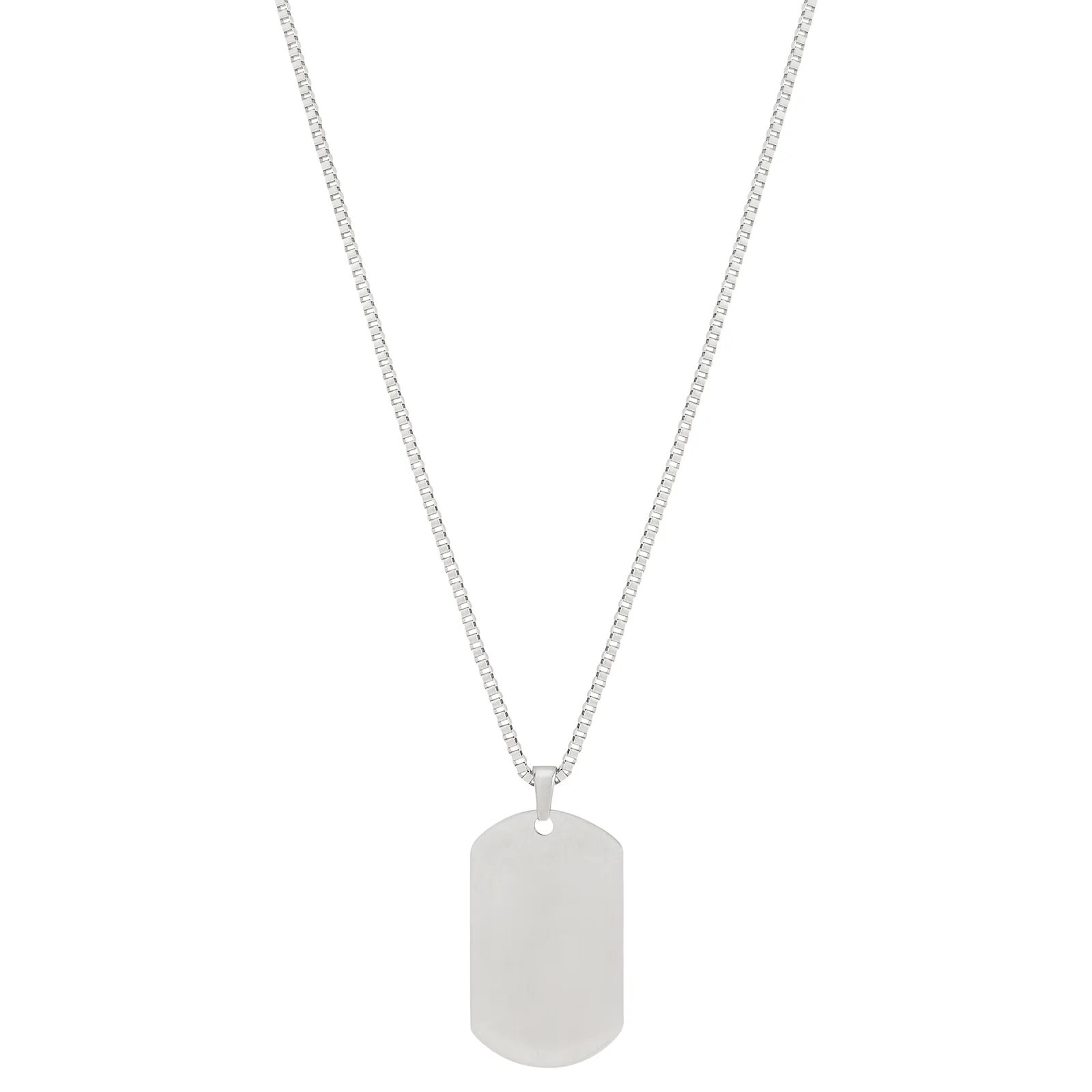 Minimal Silver Men's Curve Tag Mantra Necklace - Image 4