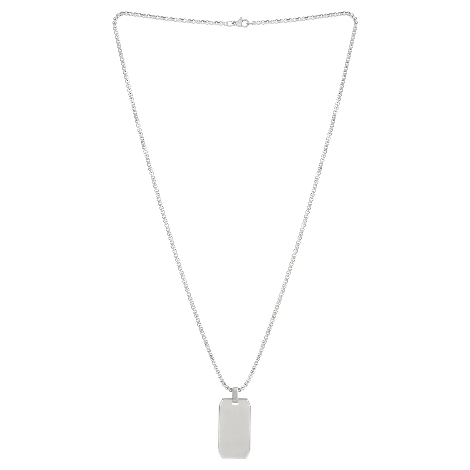 Minimal Silver Men's Square Tag Mantra Necklace - Image 3
