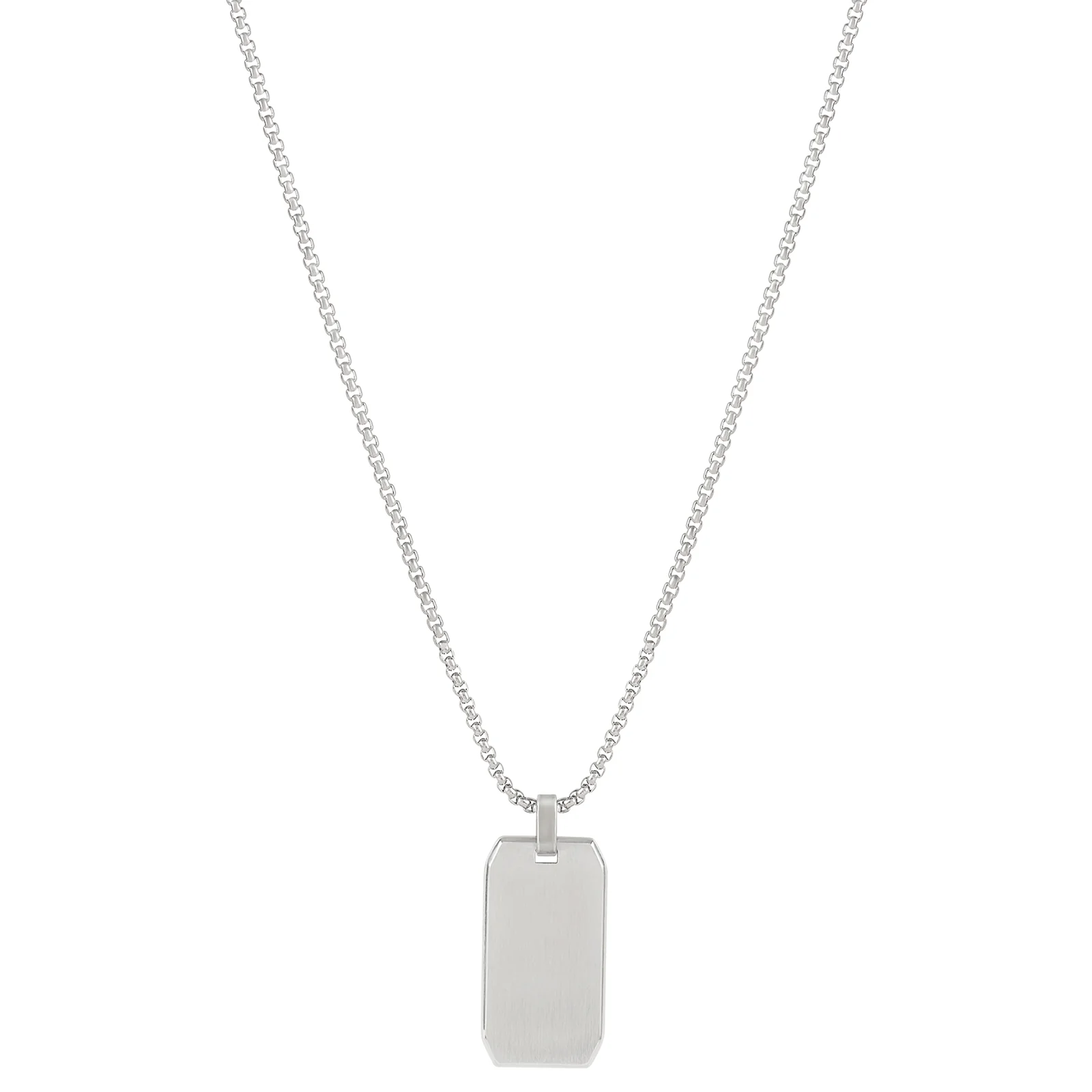 Minimal Silver Men's Square Tag Mantra Necklace - Image 5