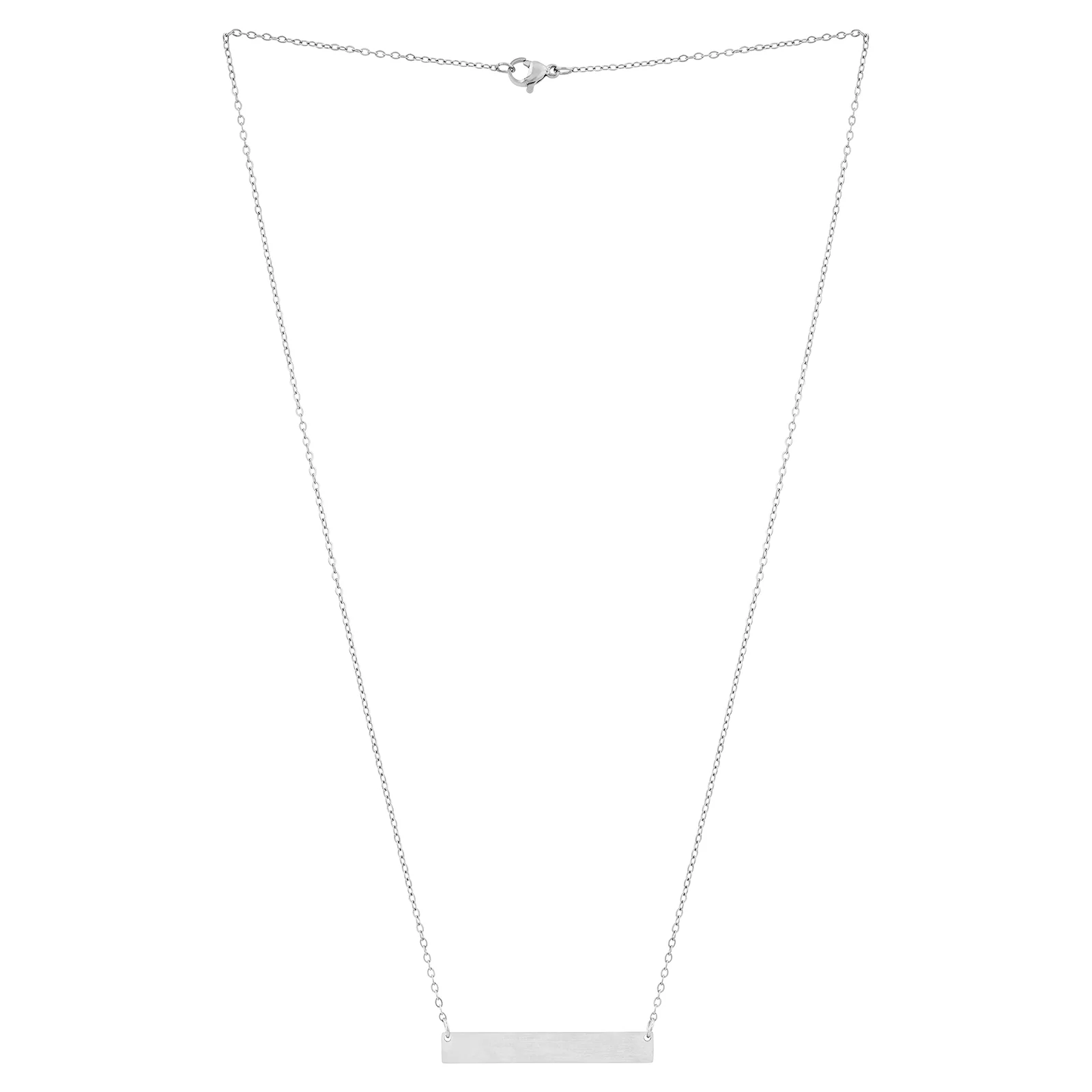 Minimal Silver Women's Bar Mantra Necklace - Image 3