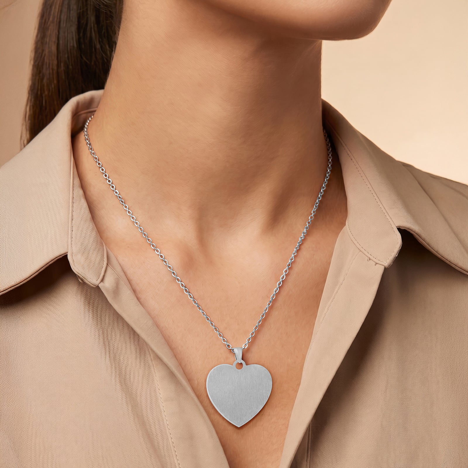 Minimal Silver Women's Heart Mantra Necklace - Image 2