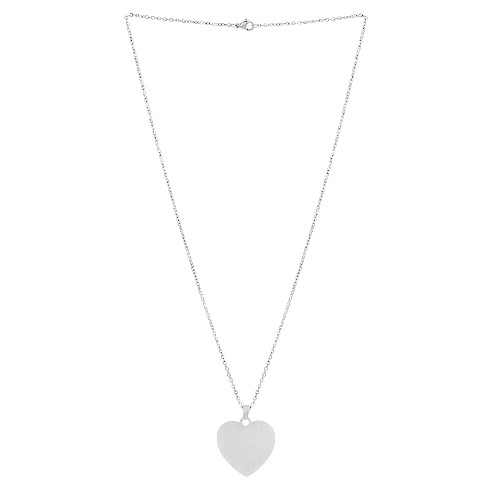 Minimal Silver Women's Heart Mantra Necklace - Image 3