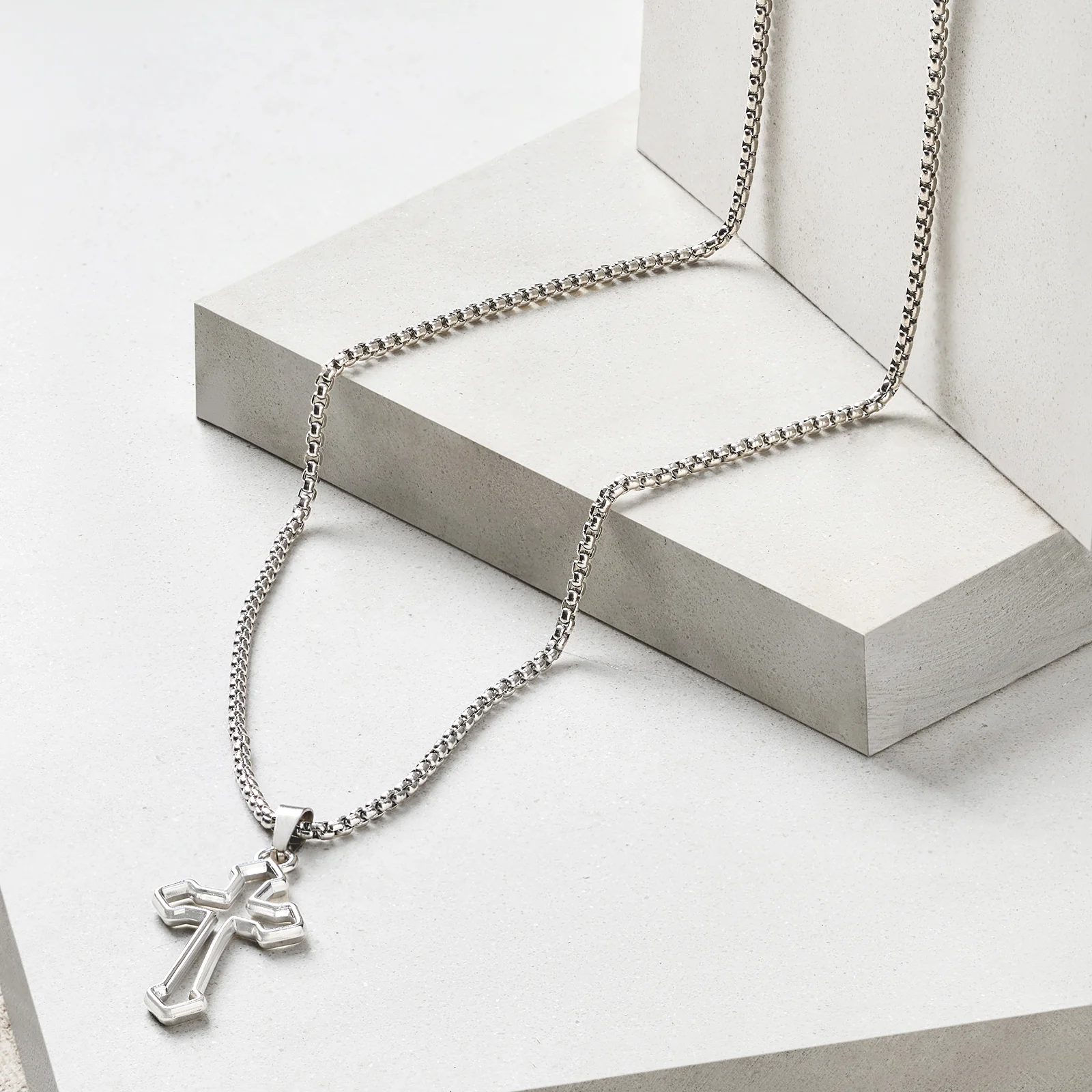 Mono Cross Silver & BLack Men's Necklace - Image 2