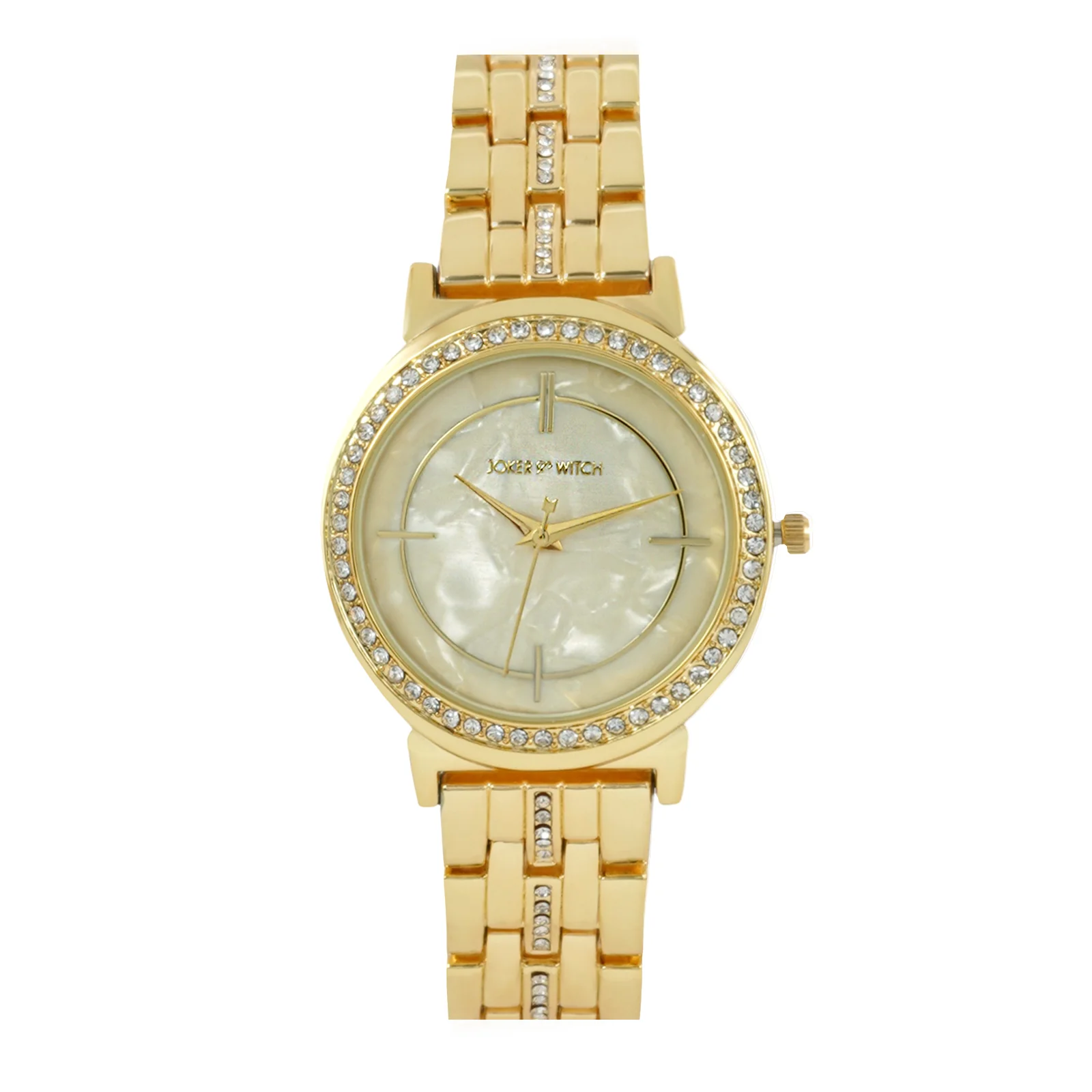 Moonlight Gold Medium Rhinestone Dial Linked Chain Strap Women's Watch - Image 3