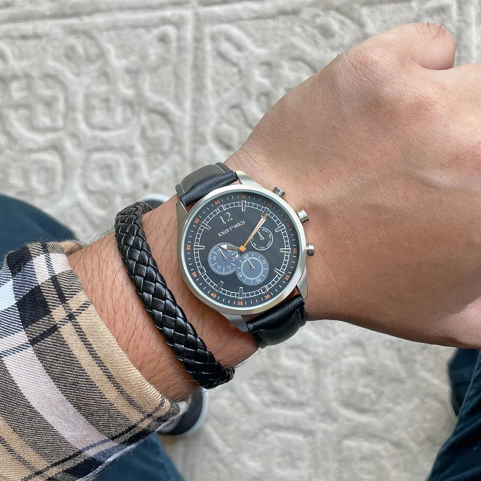 Mycroft Black Men's Watch Bracelet Stack