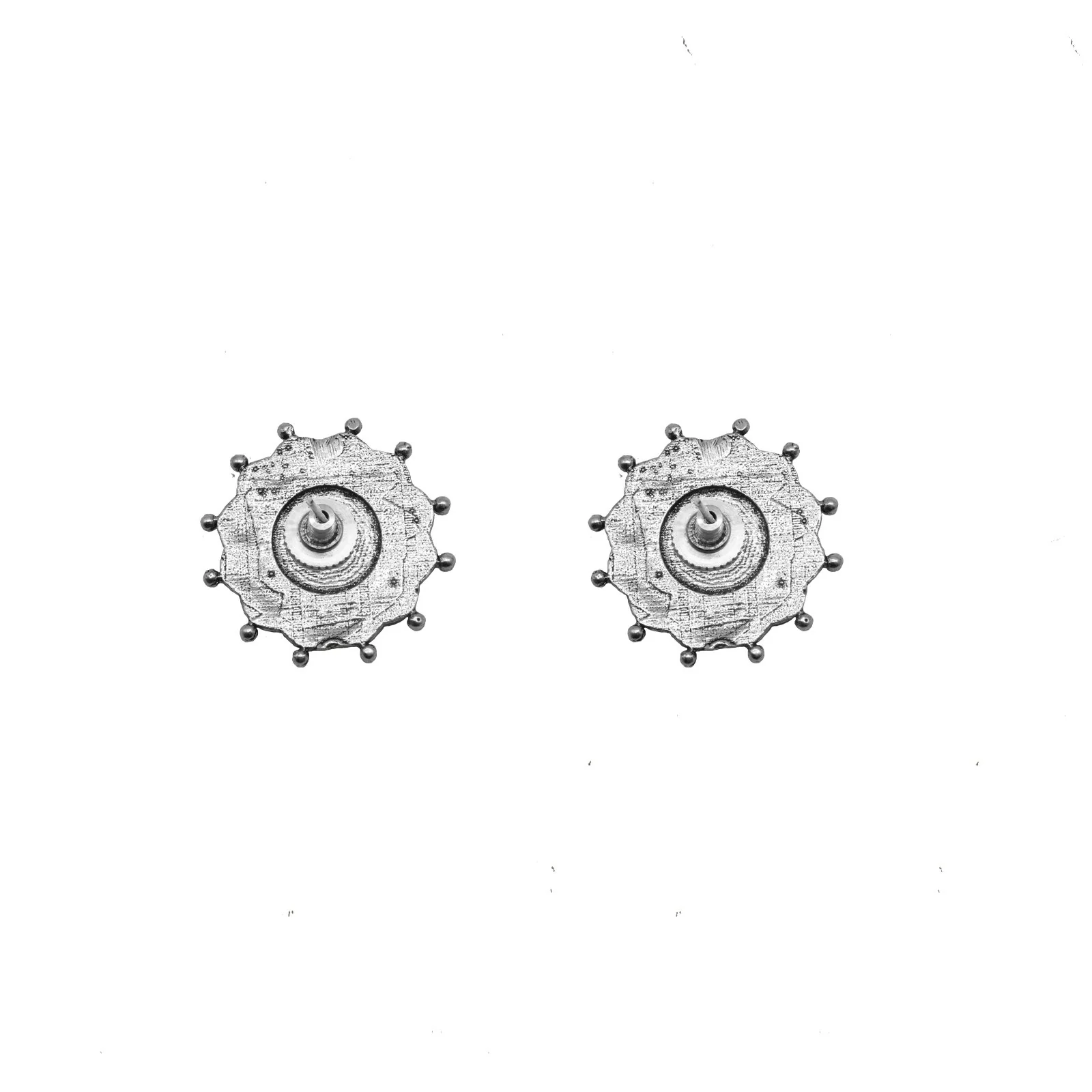 Nagma Circle Silver Oxidized Studs Earrings - Image 4