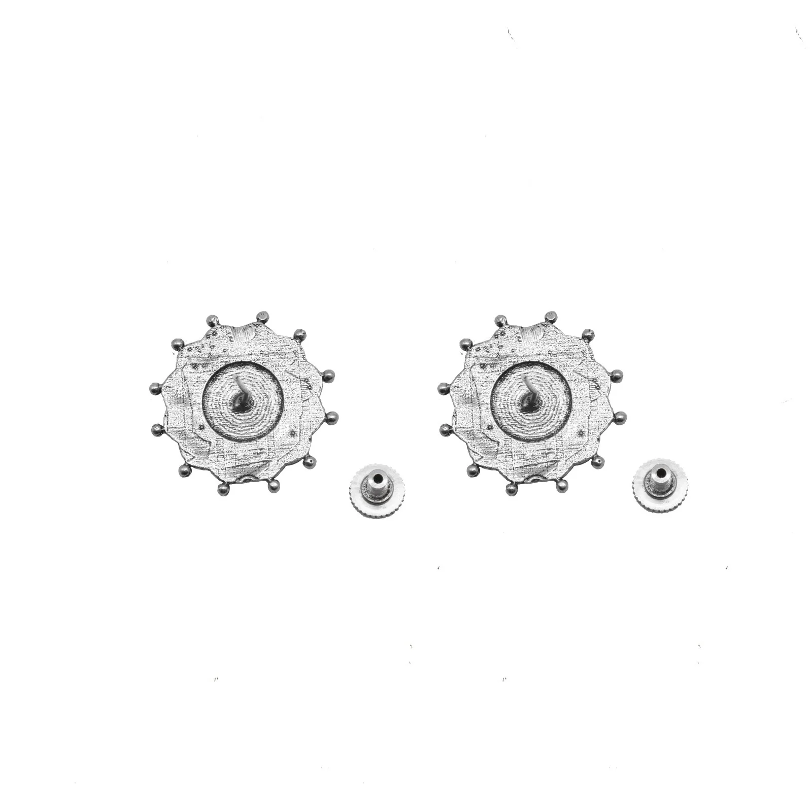 Nagma Circle Silver Oxidized Studs Earrings - Image 5