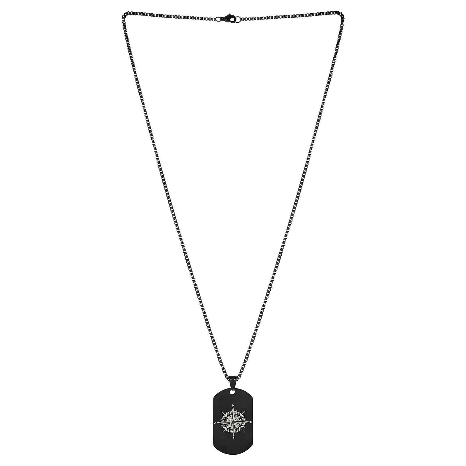 Navigator Black Men's Curve Tag Mantra Necklace - Image 3