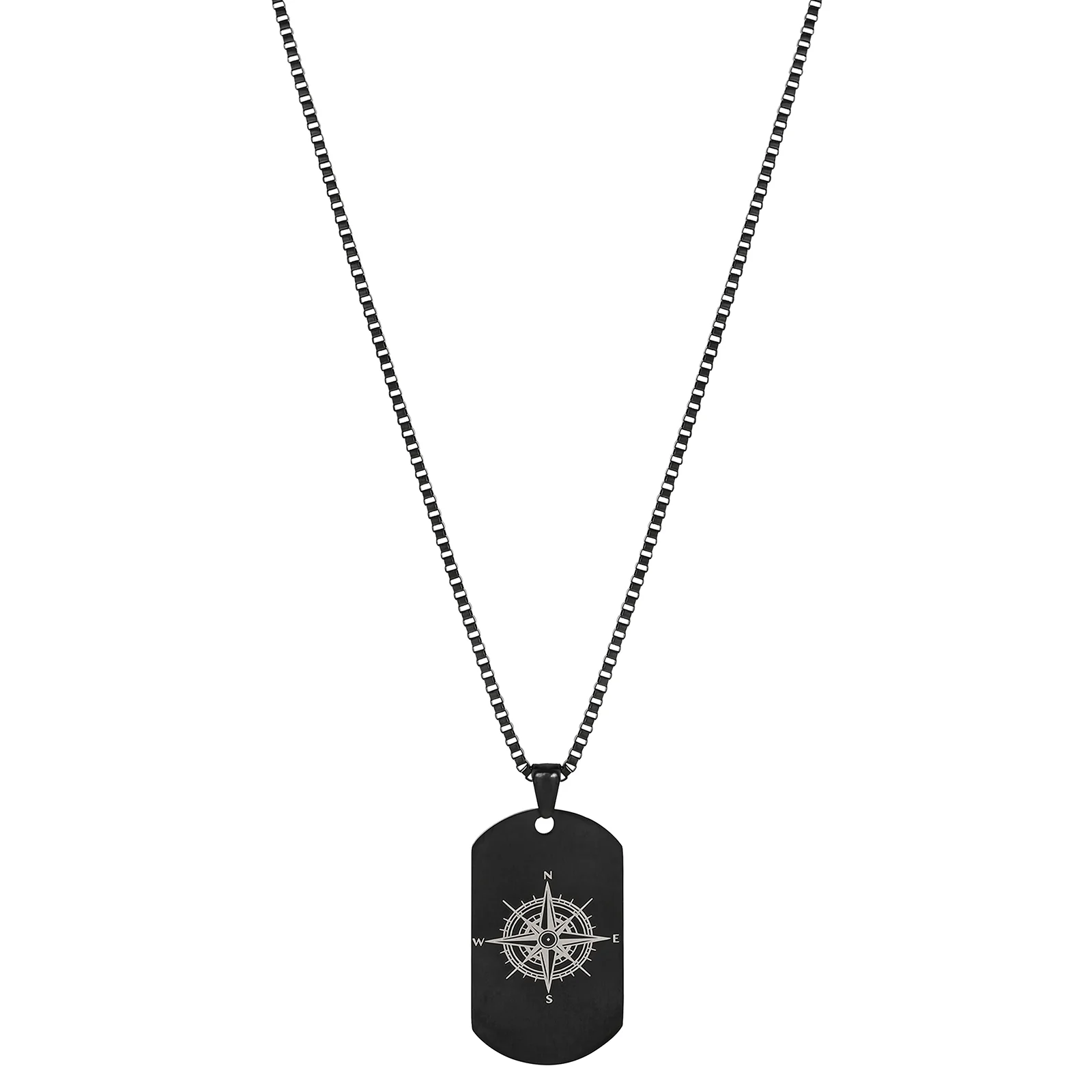 Navigator Black Men's Curve Tag Mantra Necklace - Image 4