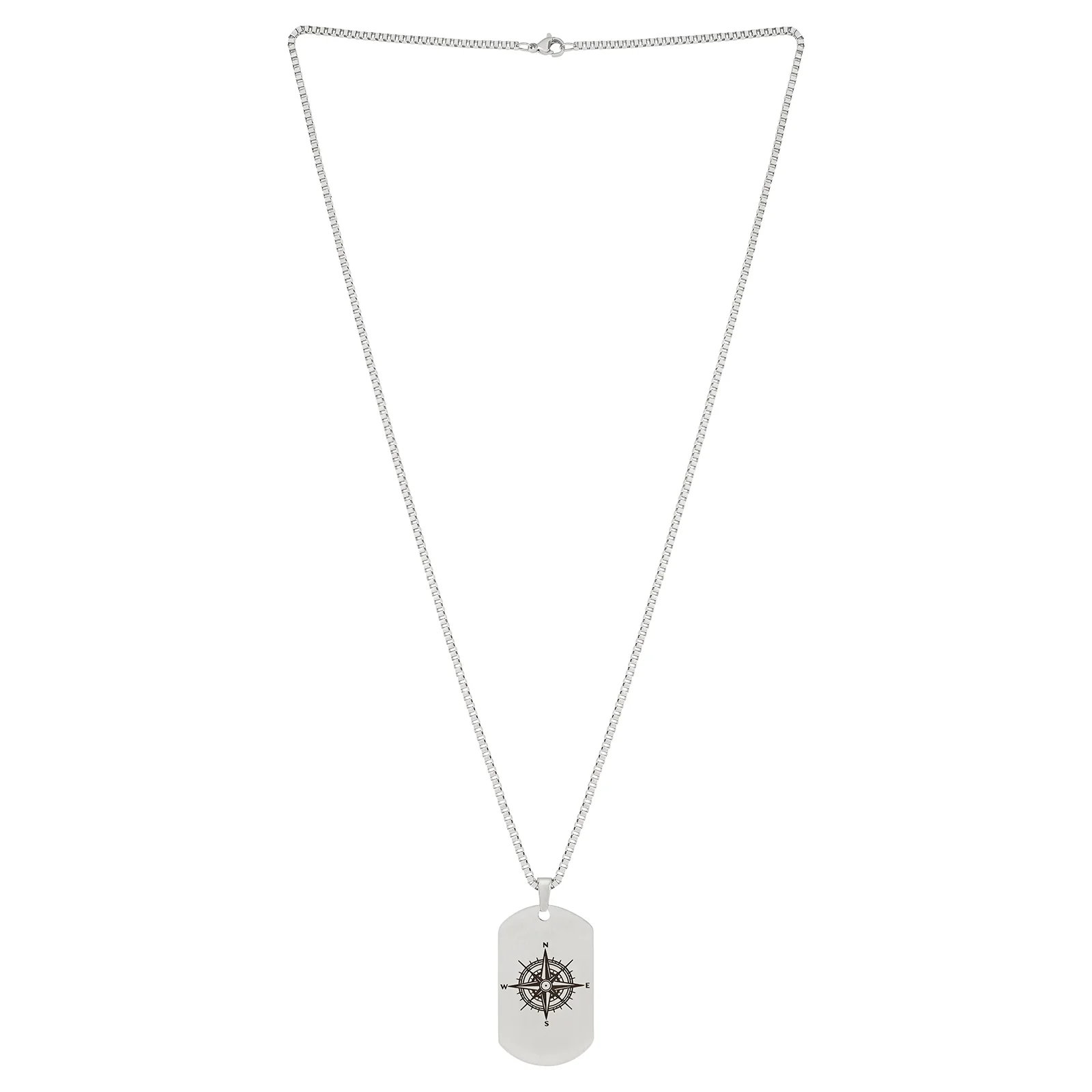 Navigator Silver Men's Curve Tag Mantra Necklace - Image 3