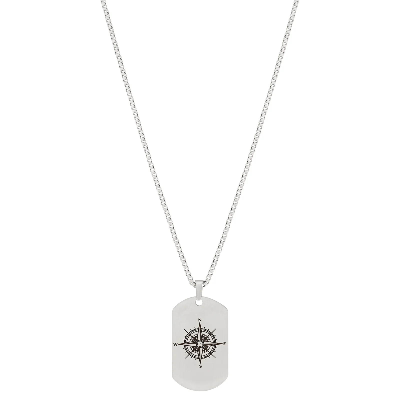 Navigator Silver Men's Curve Tag Mantra Necklace - Image 4