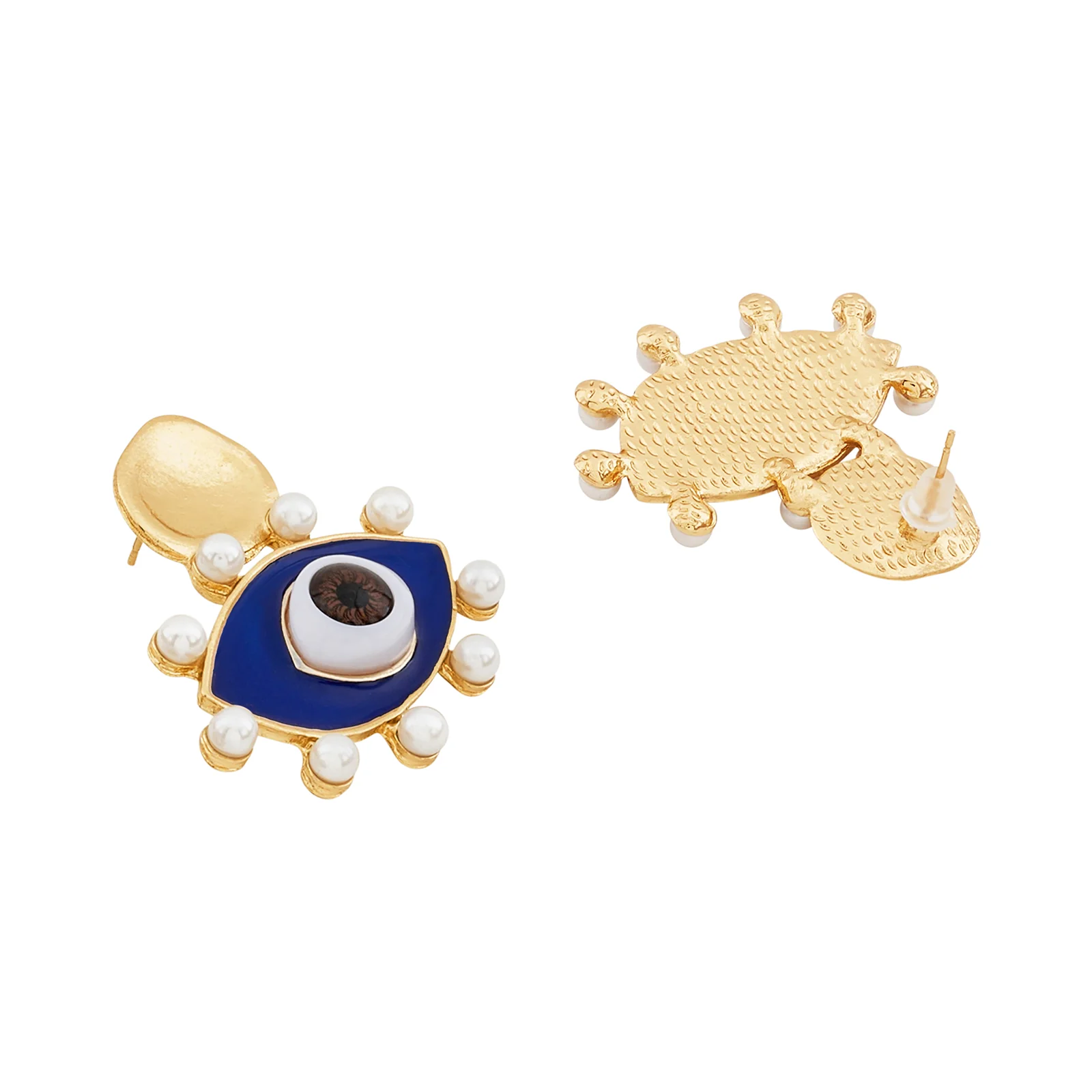 Nazaa Evil Eye Blue and Gold Earrings - Image 5