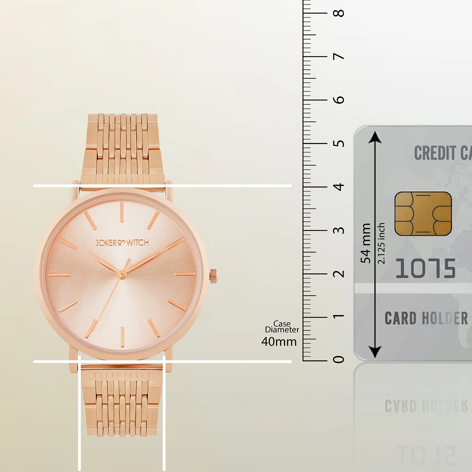 Nebula Rose Gold Sunray Large Dial Rose Gold Linked Chain Strap Women's Watch - Image 6