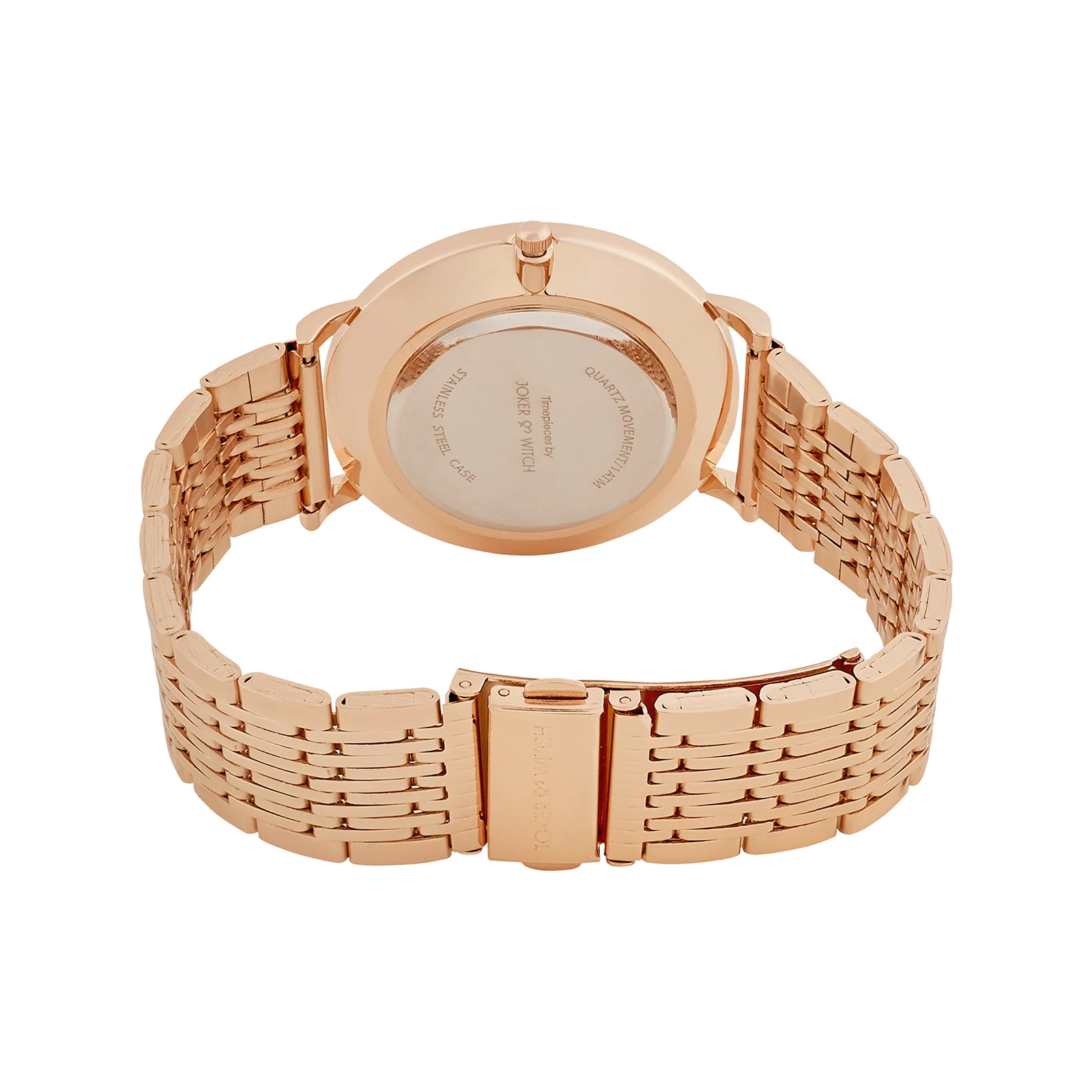 Nebula Rose Gold Sunray Large Dial Rose Gold Linked Chain Strap Women's Watch - Image 7