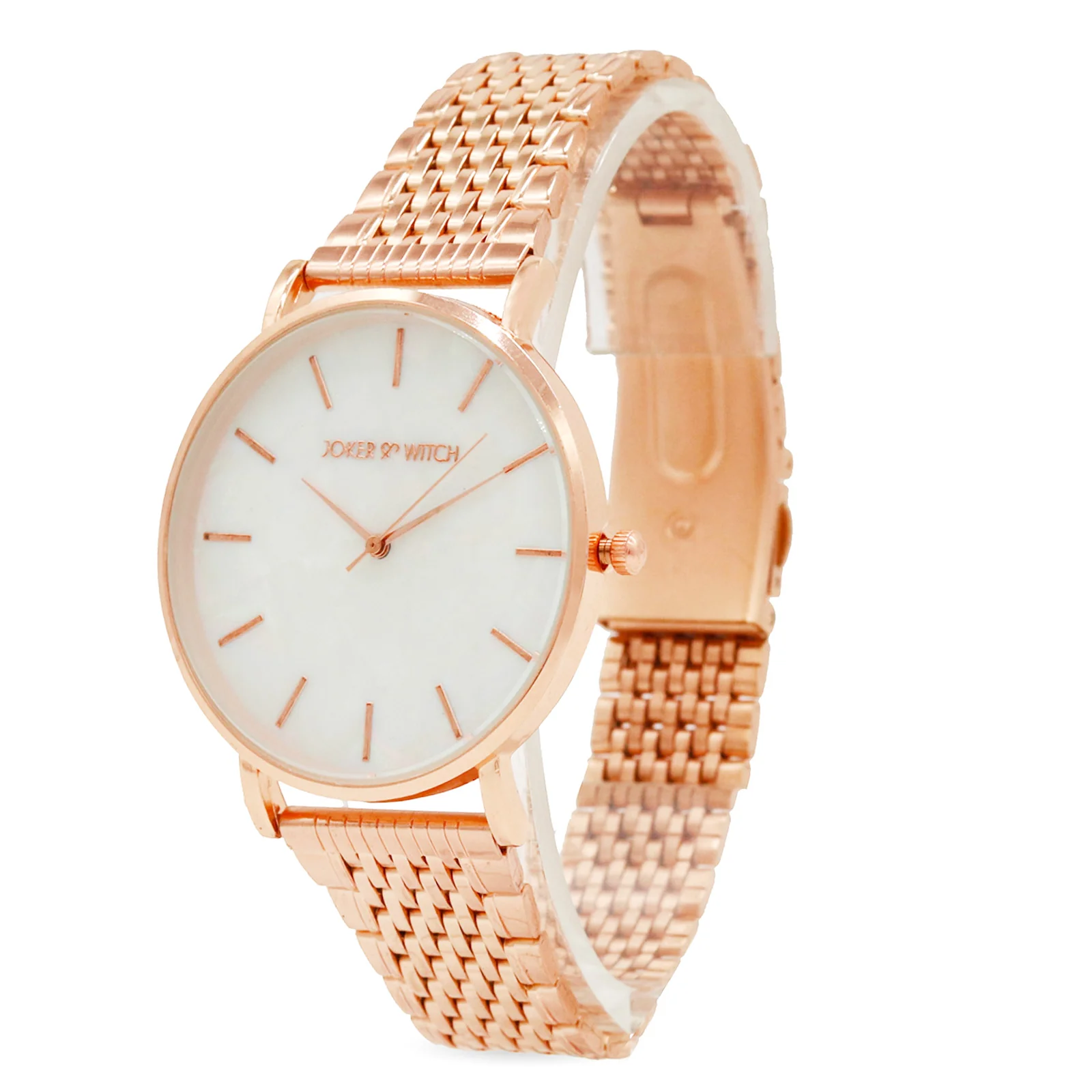 Nebula White MOP Large Dial Rose Gold Linked Chain Strap Women's Watch - Image 4