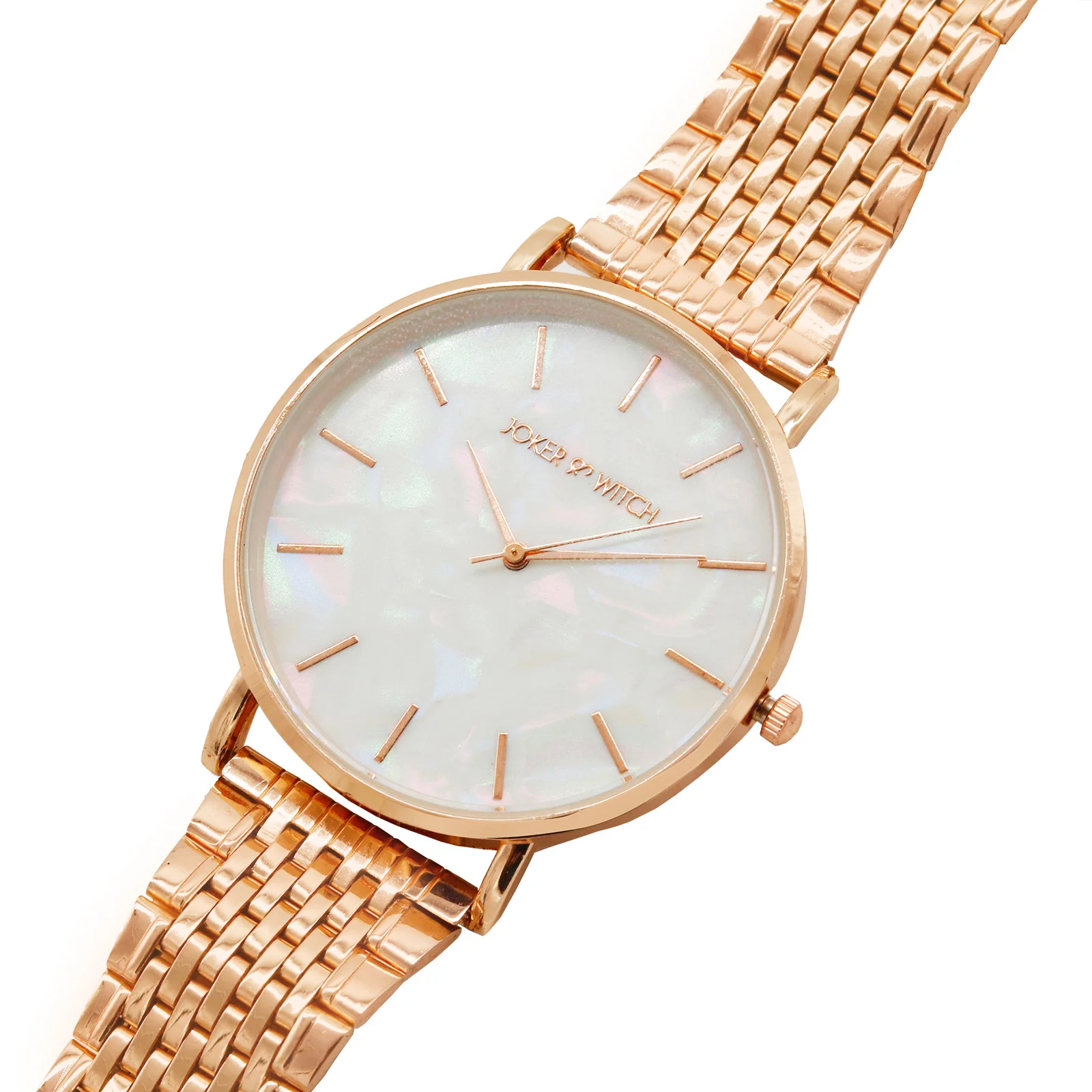 Nebula White MOP Large Dial Rose Gold Linked Chain Strap Women's Watch - Image 5